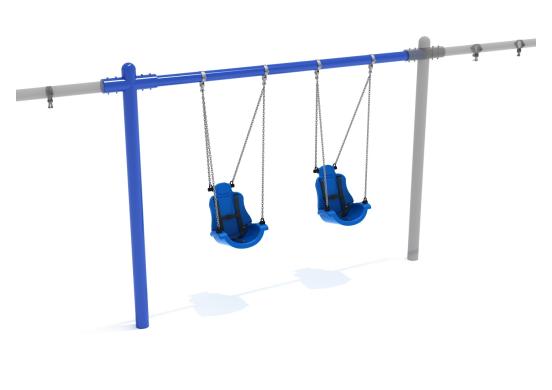Playground Equipment 8 Feet High Elite Single Post Swing w/ Child Adaptive Seats SKU PSWCA002ADWS