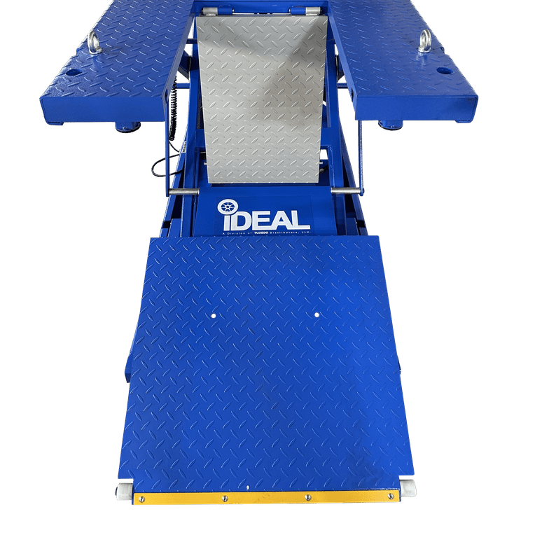 iDEAL Elec Hydra Motorcycle Lift Bench w/ Integrated Motor & Retractable Ramp SKU M-2200IEH-XR