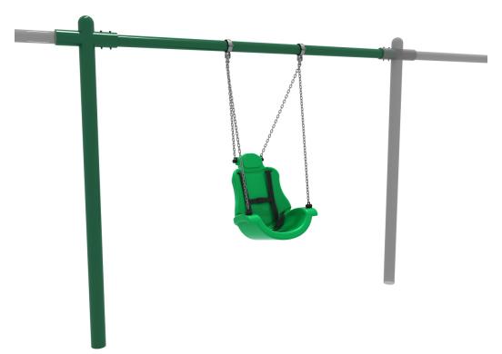 Playground Equipment 8 Feet High Elite Single Post Adaptive Swing SKU PSWASADD002