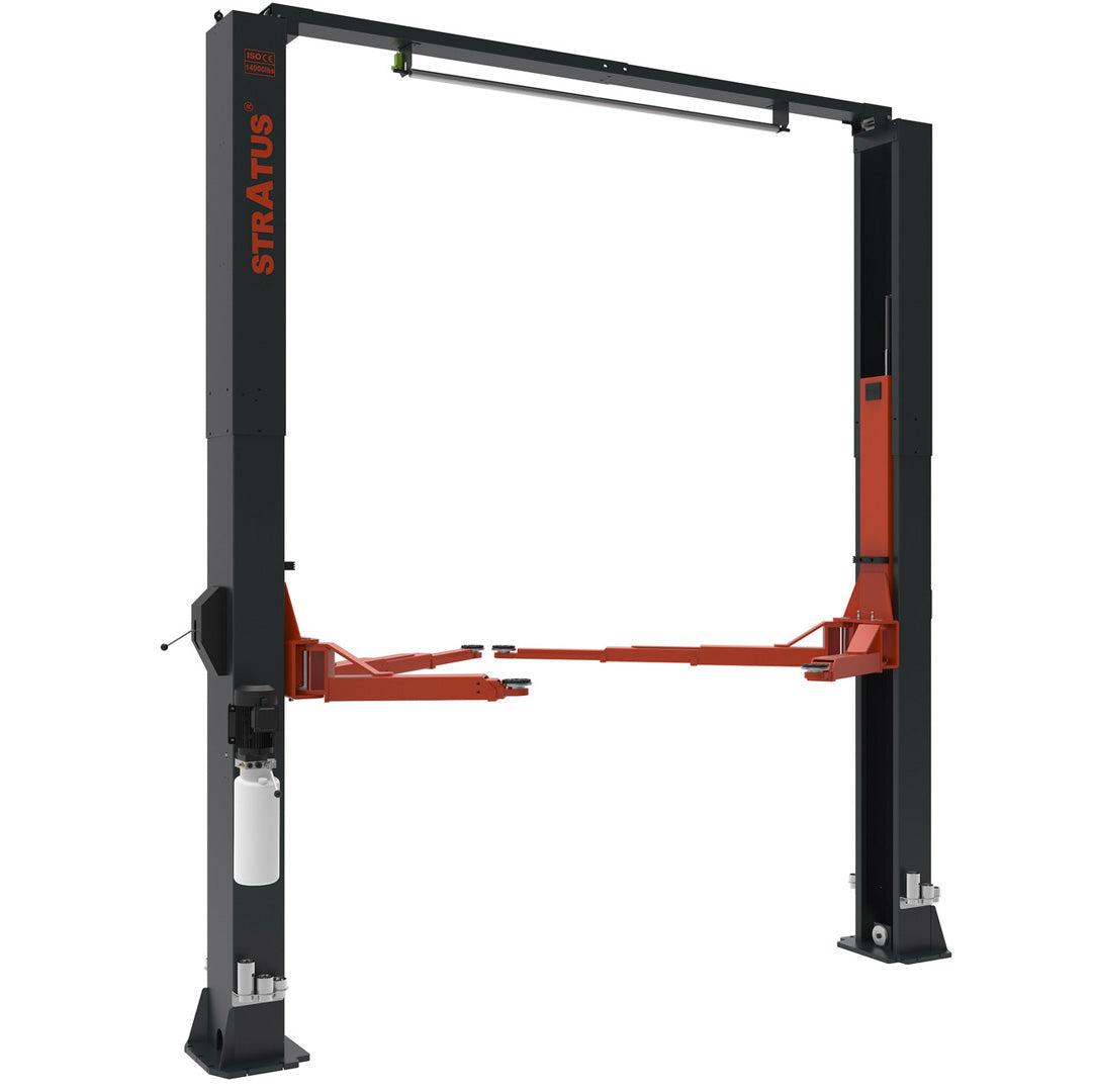 Stratus 2 Post 12,000 lbs Clear Floor Car Lift, Direct Drive, Extra Wide, Drive Through, Single Point Manual Release SKU SAE-C12X