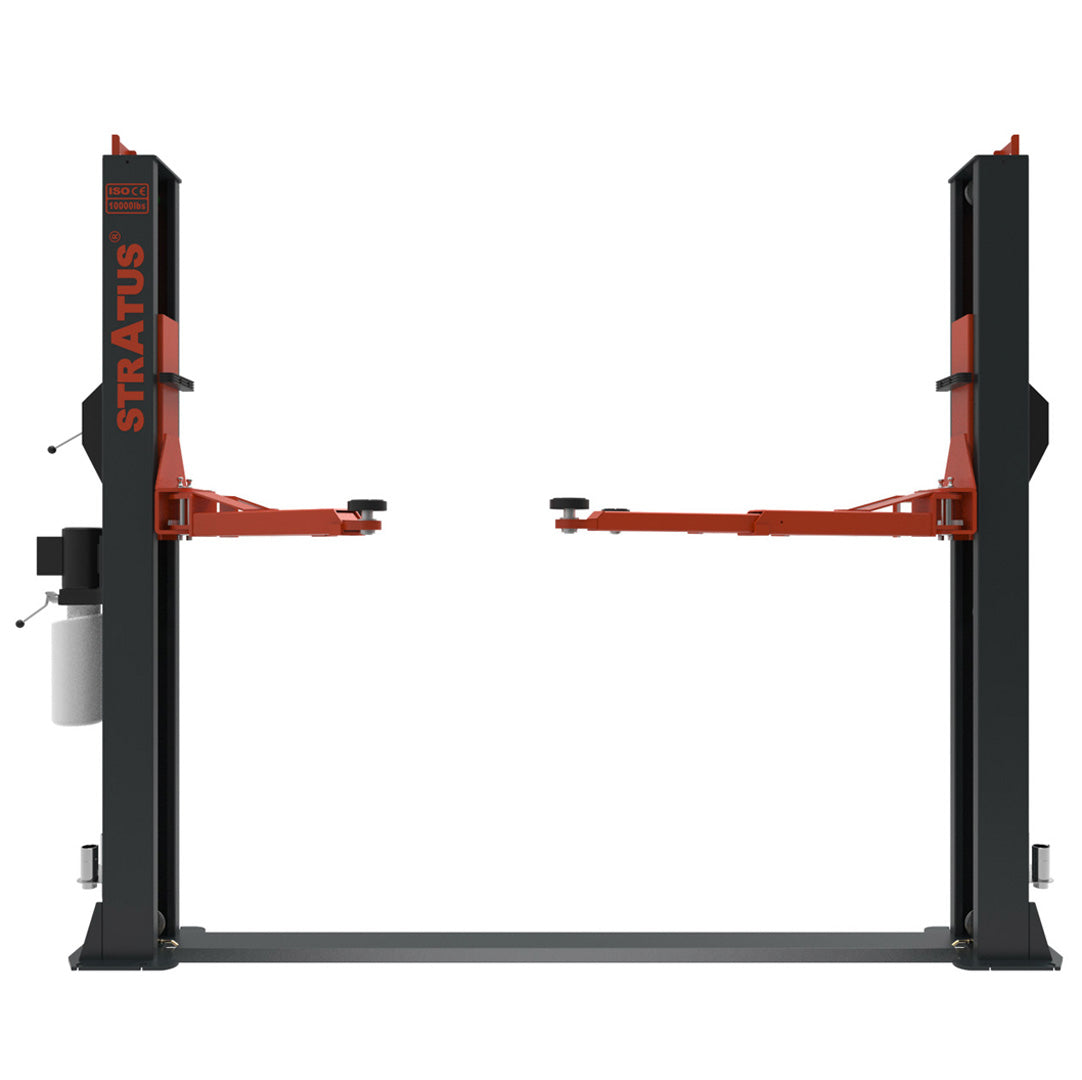 Stratus 2 Post 10,000 lbs Floor Plate Car Lift, Single Point Manual Safety Lock Release SKU SAE-F10S