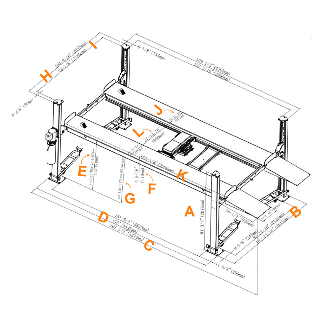 Stratus 4 Post 8,000 lbs Compact Parking Lift, Manual Release G3 SKU SAE-P48C