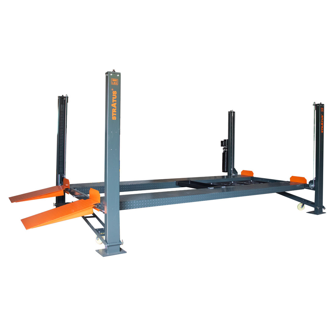 Stratus 4 Post Extra Long, Tall 8,000 lbs Parking Lift, Manual Release SKU SAE-P48-G3