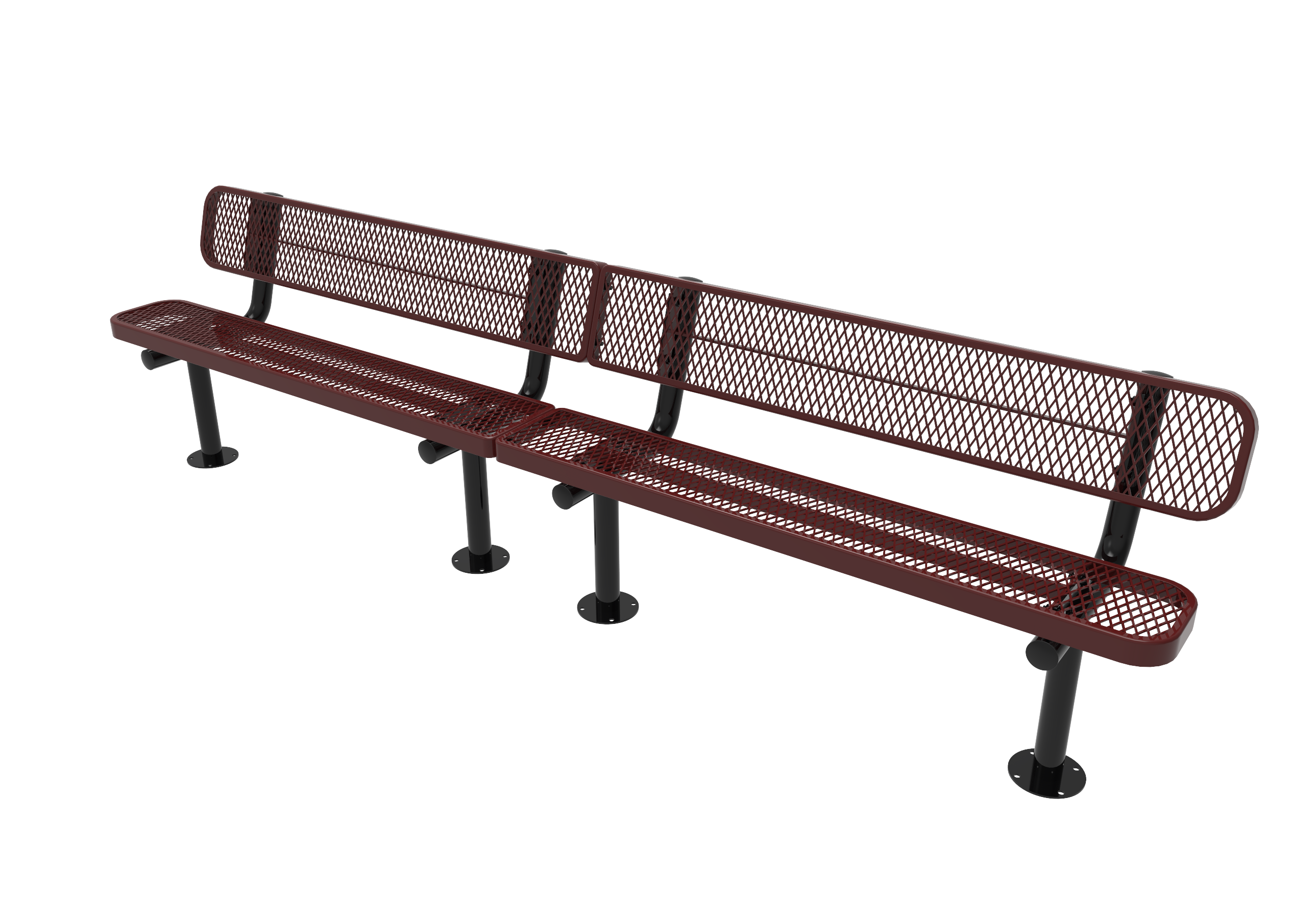 MyTCoat 10', 15' Players Bench w/ Back, Punched Steel, Surface Mount SKU BPY15