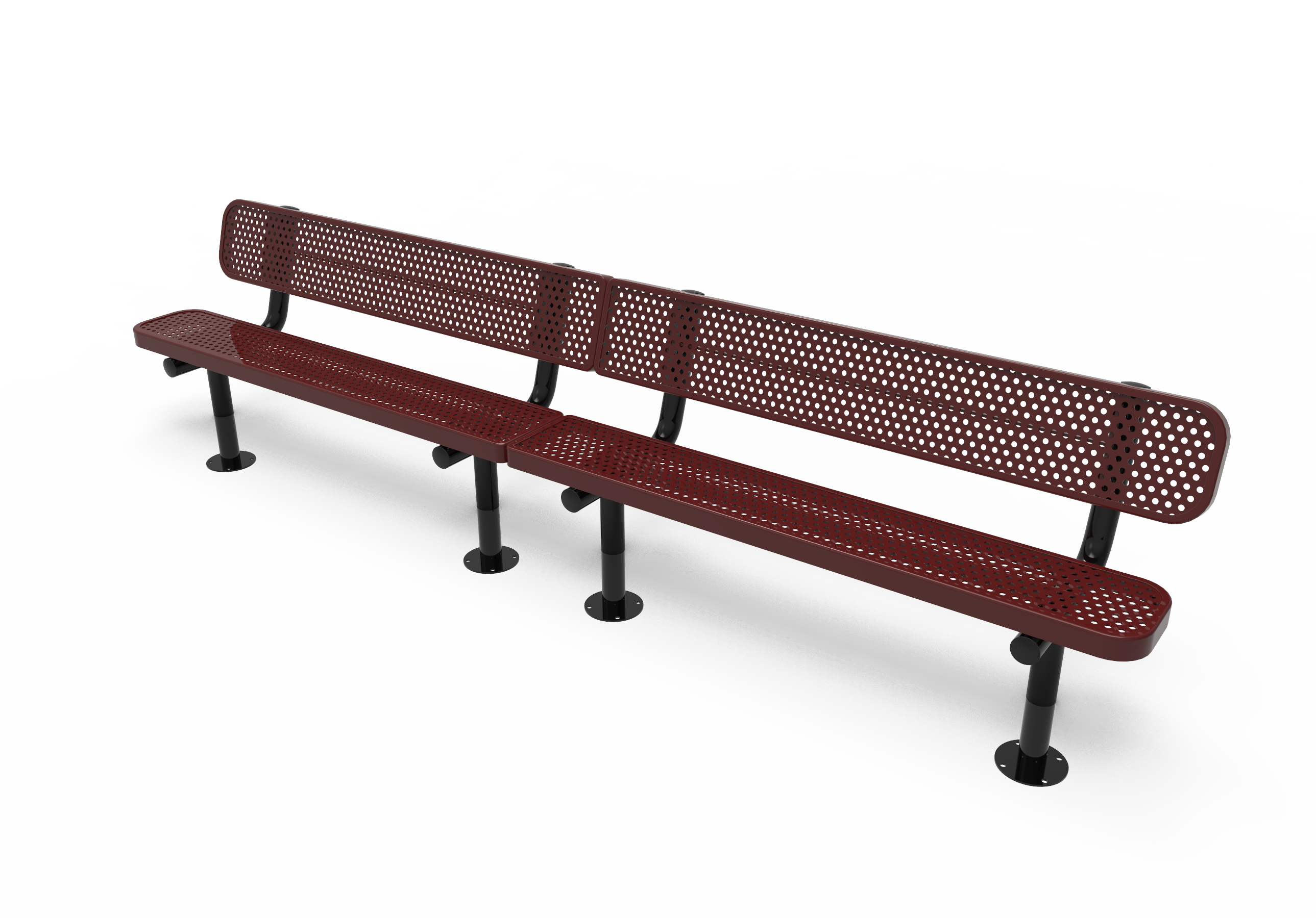 MyTCoat 10' - 15' Standard Bench w/ Back, Punched Steel, Surface Mount SKU BRT10