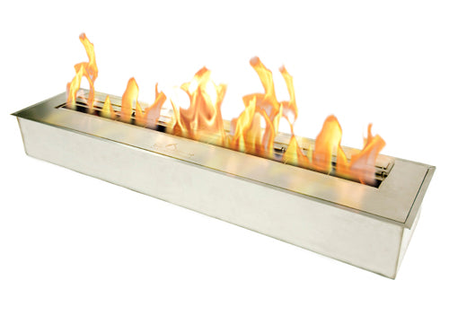 The Bio Flame 38” Burner Bio Ethanol Fireplace SKU EB-38-Silver