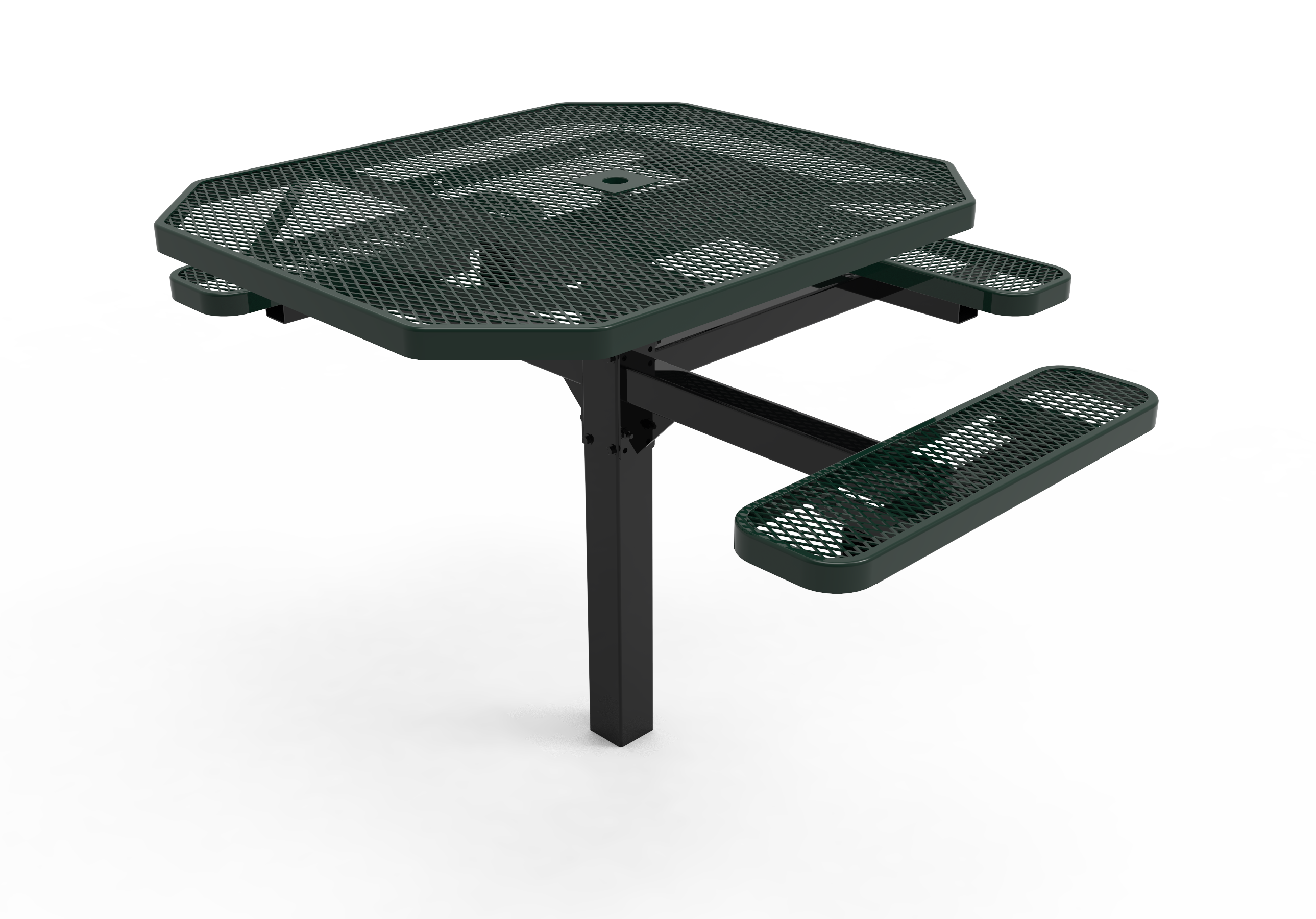 MyTCoat 46" Octagon Pedestal Table - Expanded Metal - Inground Mount SKU TOT46