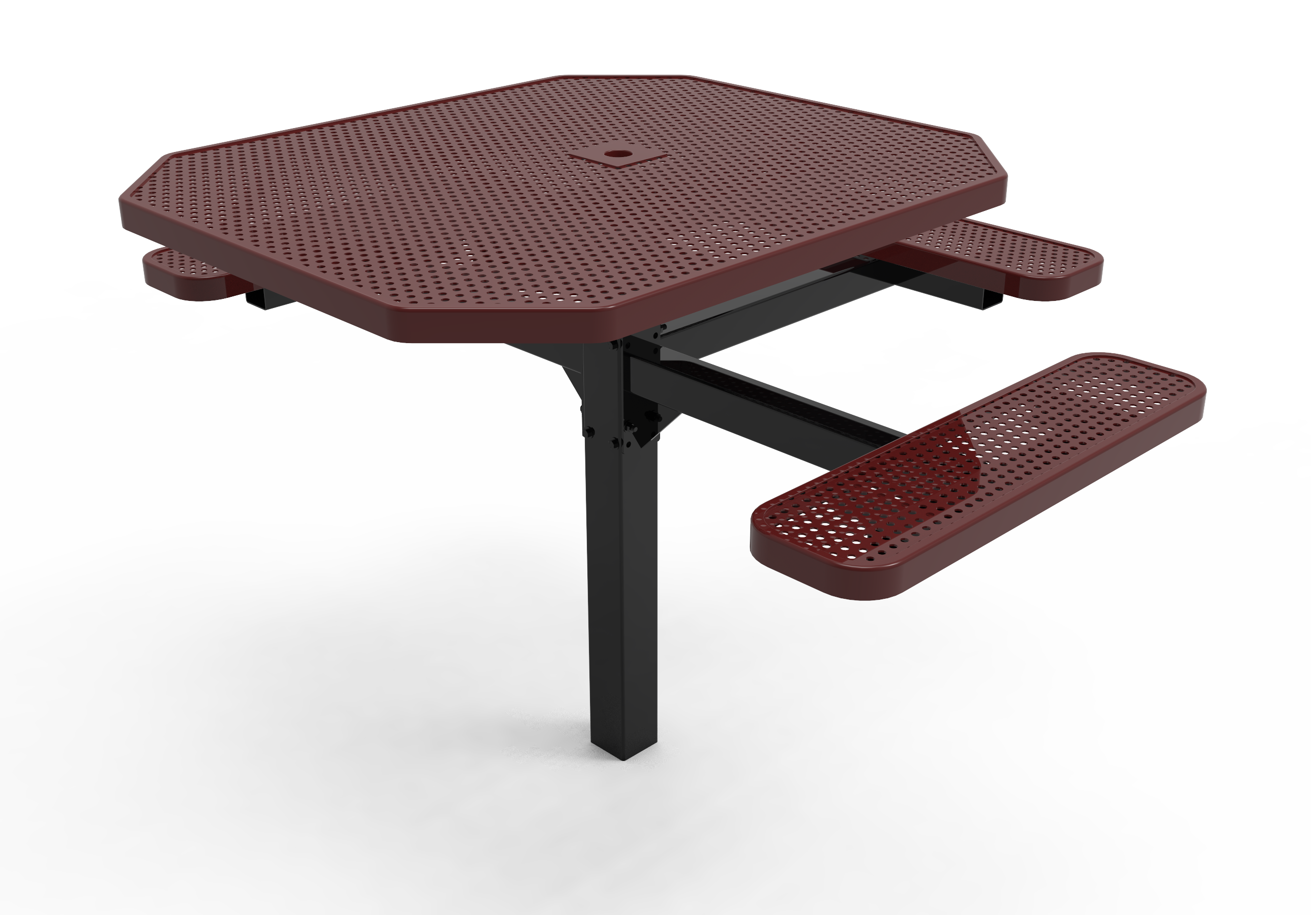 MyTCoat 46" Octagon Pedestal Table, Punched Steel, Inground Mount SKU TOT46