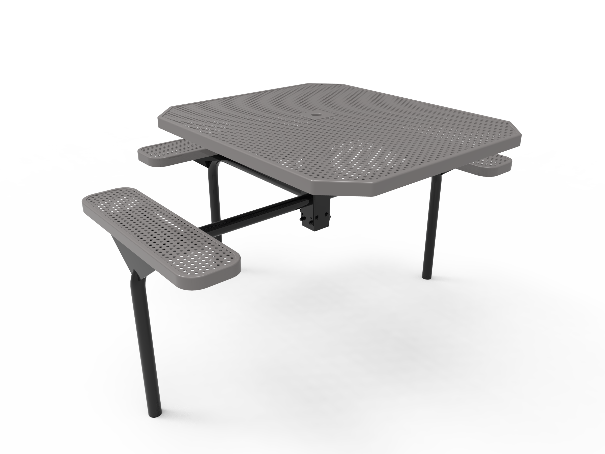 MyTCoat 46” Octagon Nexus Pedestal Table, Punched Steel, Inground Mount SKU TOT46