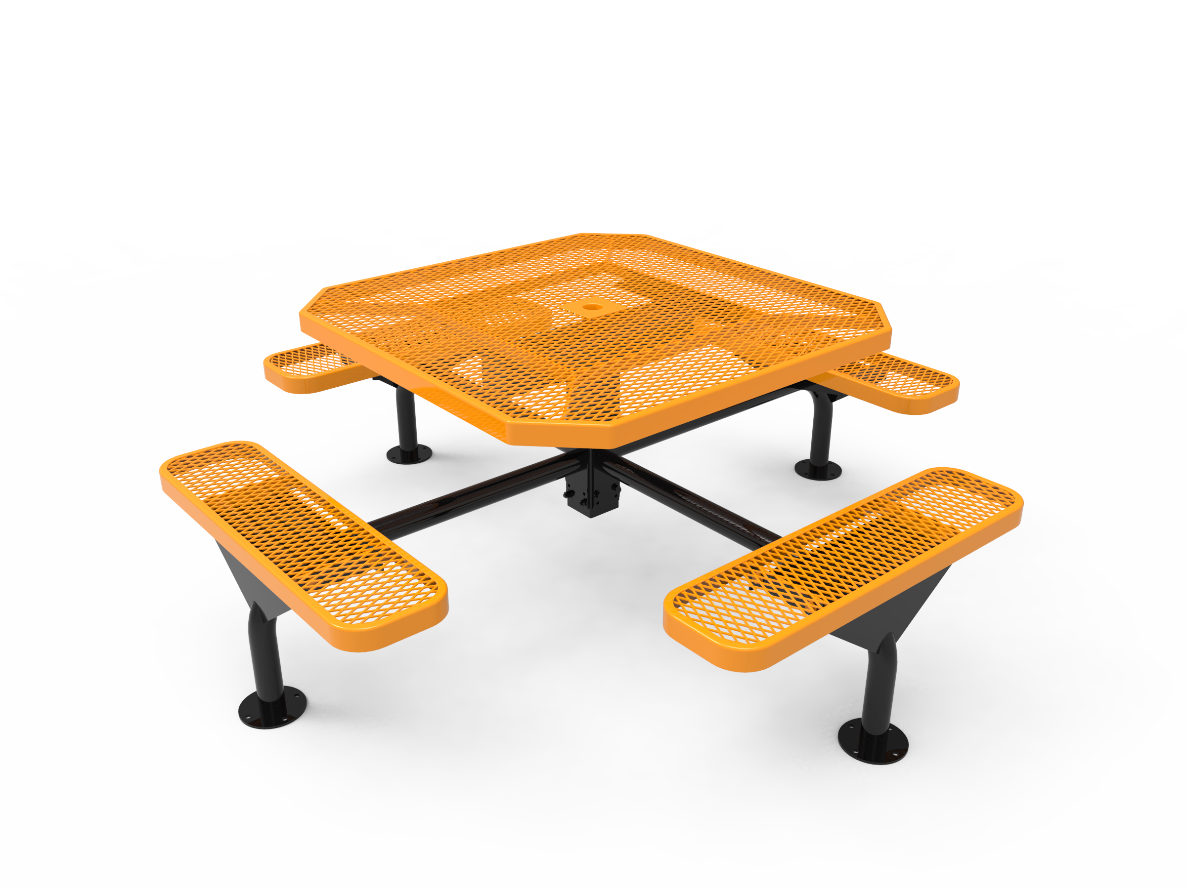 MyTCoat 46” Octagon Nexus Pedestal Table, Expanded Metal, Surface Mount SKU TOT46