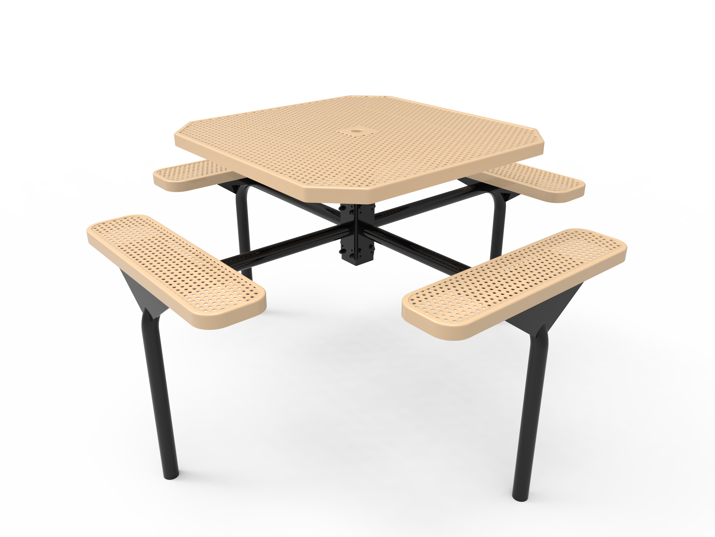MyTCoat 46” Octagon Nexus Pedestal Table, Punched Steel, Inground Mount SKU TOT46
