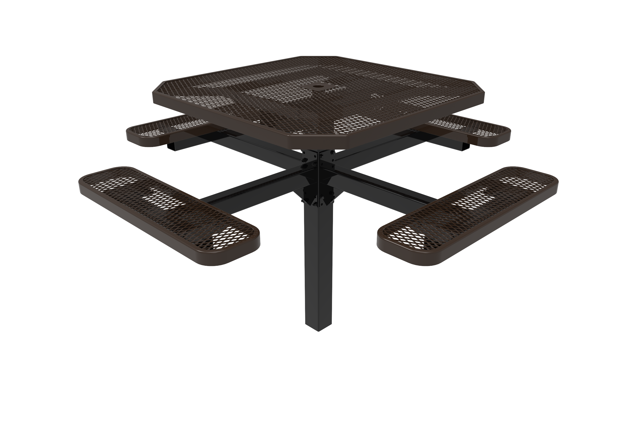 MyTCoat 46" Octagon Pedestal Table - Expanded Metal - Inground Mount SKU TOT46