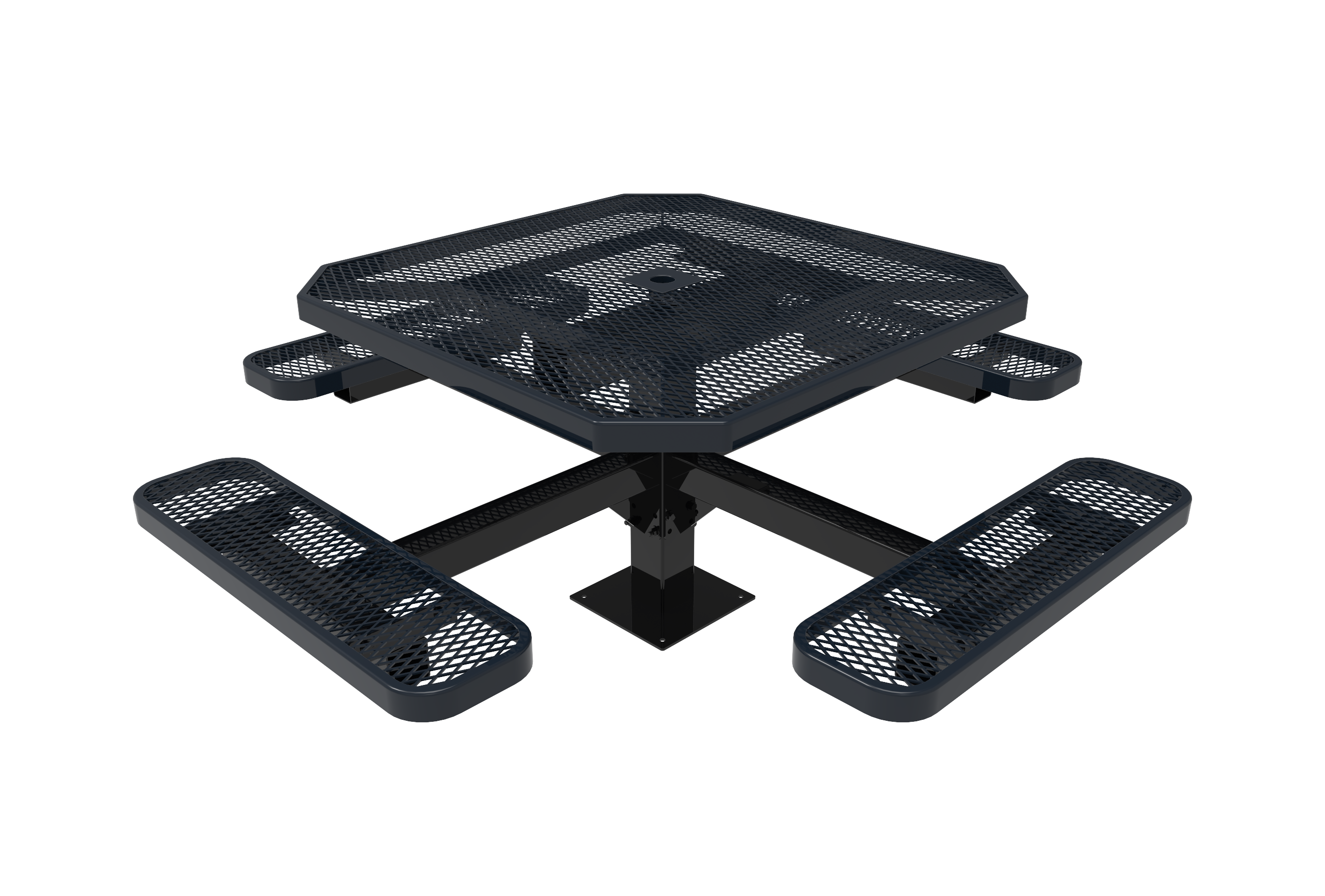 MyTCoat 46" Octagon Pedestal Table, Expanded Metal, Surface Mount SKU TOT46
