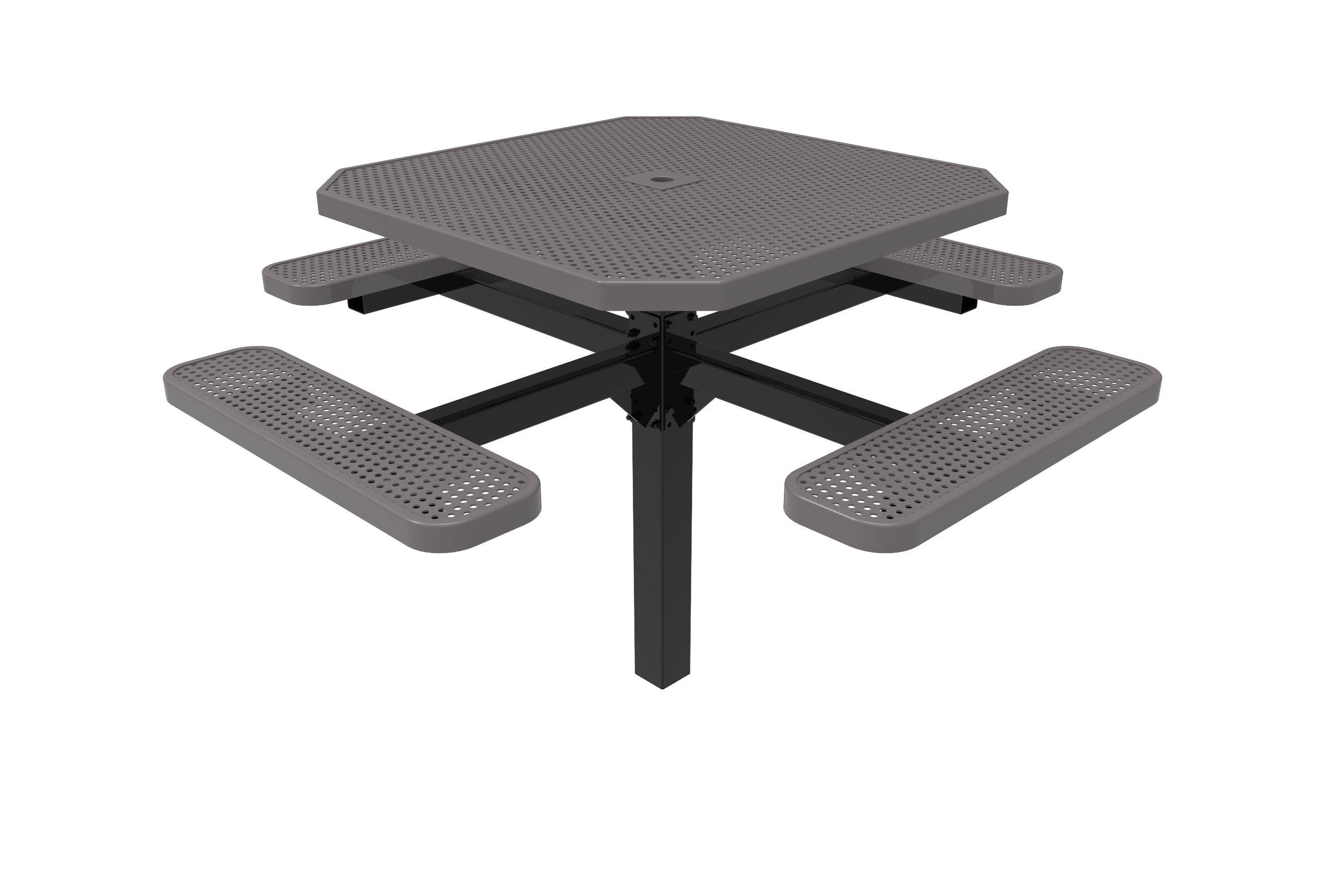 MyTCoat 46" Octagon Pedestal Table, Punched Steel, Inground Mount SKU TOT46