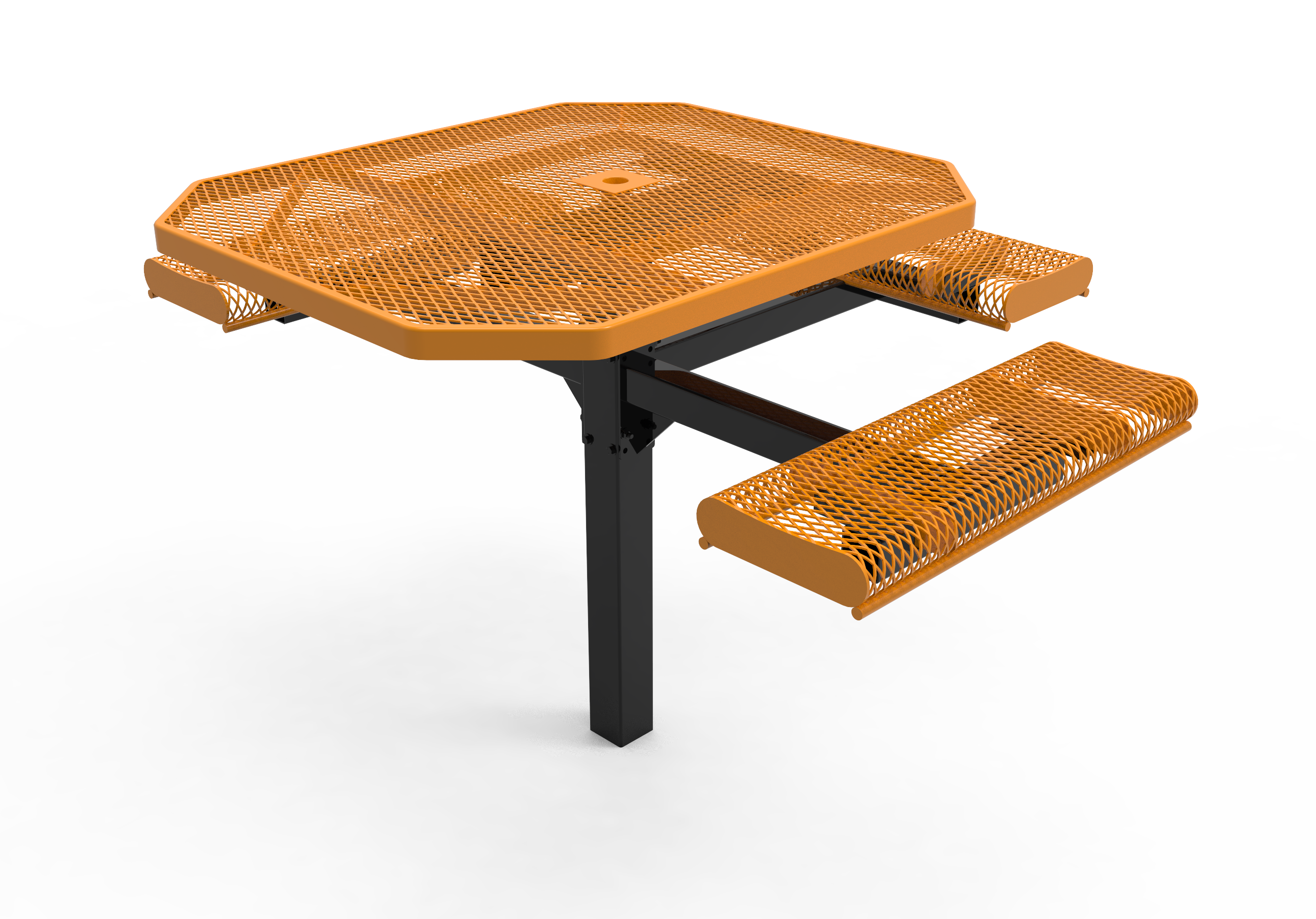 MyTCoat 46" Octagon Pedestal Table w/ Rolled Seats, Expanded Metal, Inground Mount SKU TOR46