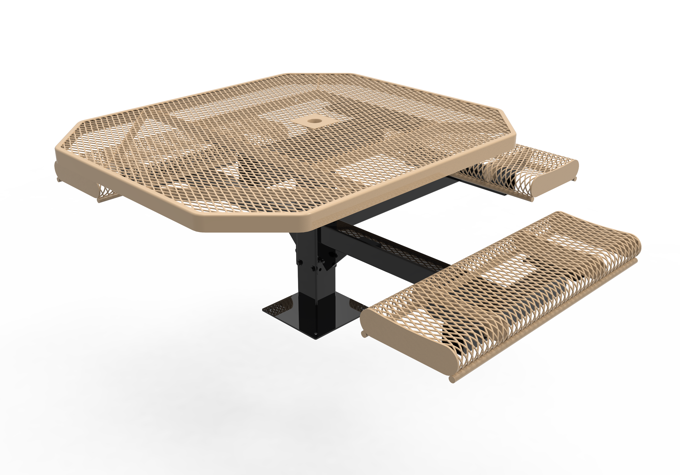 MyTCoat 46" Octagon Pedestal Table w/ Rolled Seats, Expanded Metal, Surface Mount SKU TOR46