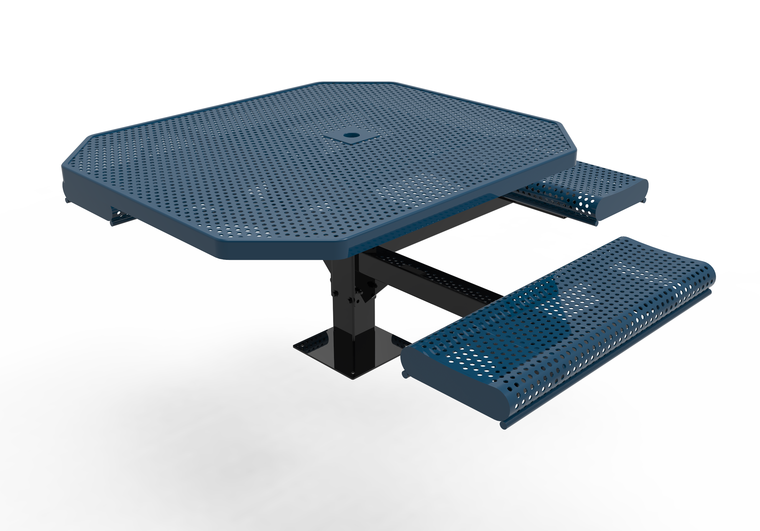 MyTCoat 46" Octagon Pedestal Table w/ Rolled Seats, Punched Steel, Surface Mount SKU TOR46