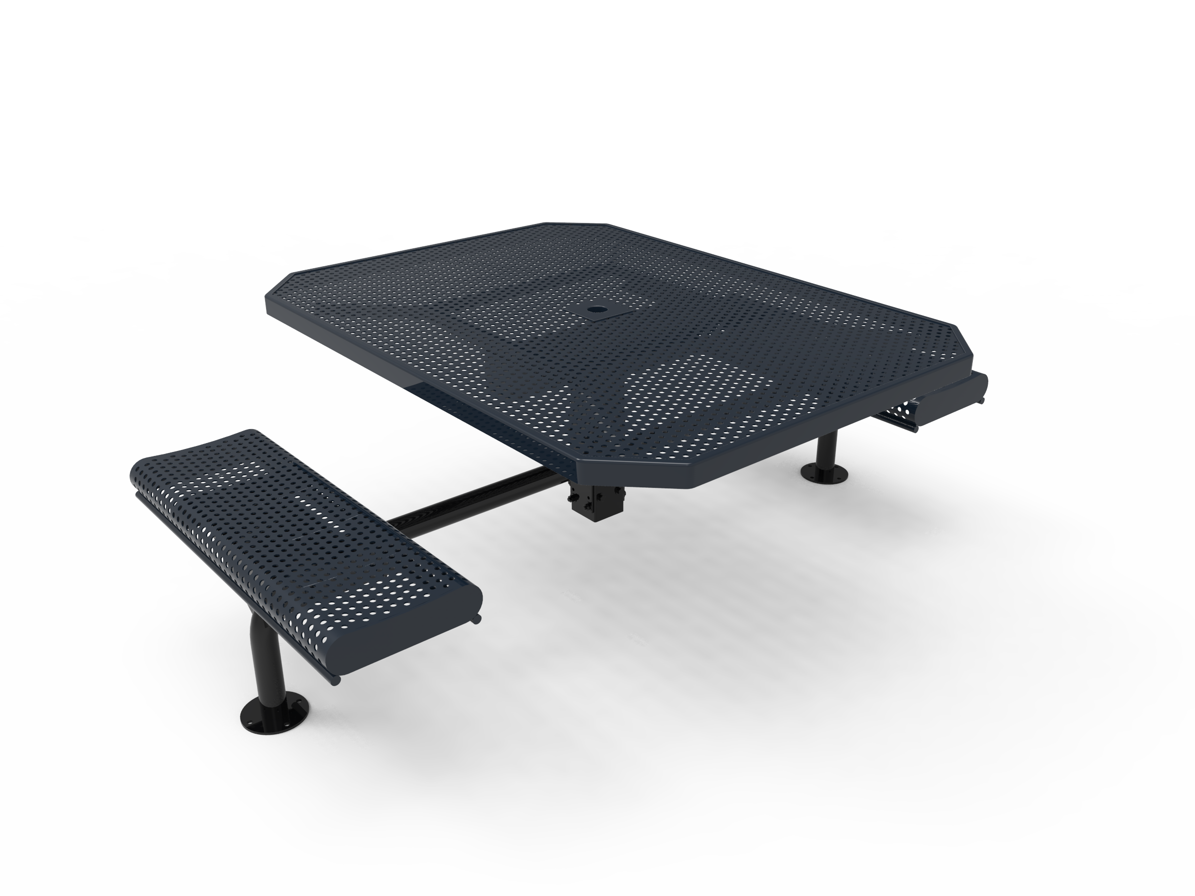 MyTCoat 46” Octagon Nexus Pedestal Table w/ Rolled Seats, Punched Steel, Surface Mount SKU TOR46