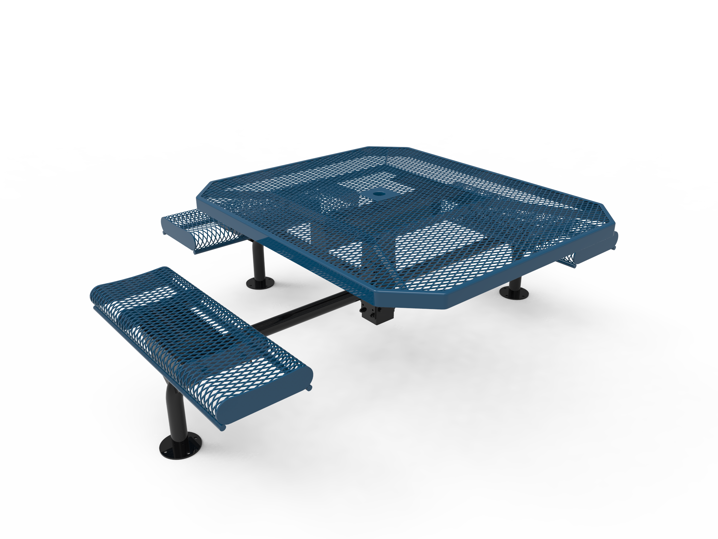 MyTCoat 46” Octagon Nexus Pedestal Table w/ Rolled Seats, Expanded Metal, Surface Mount SKU TOR46