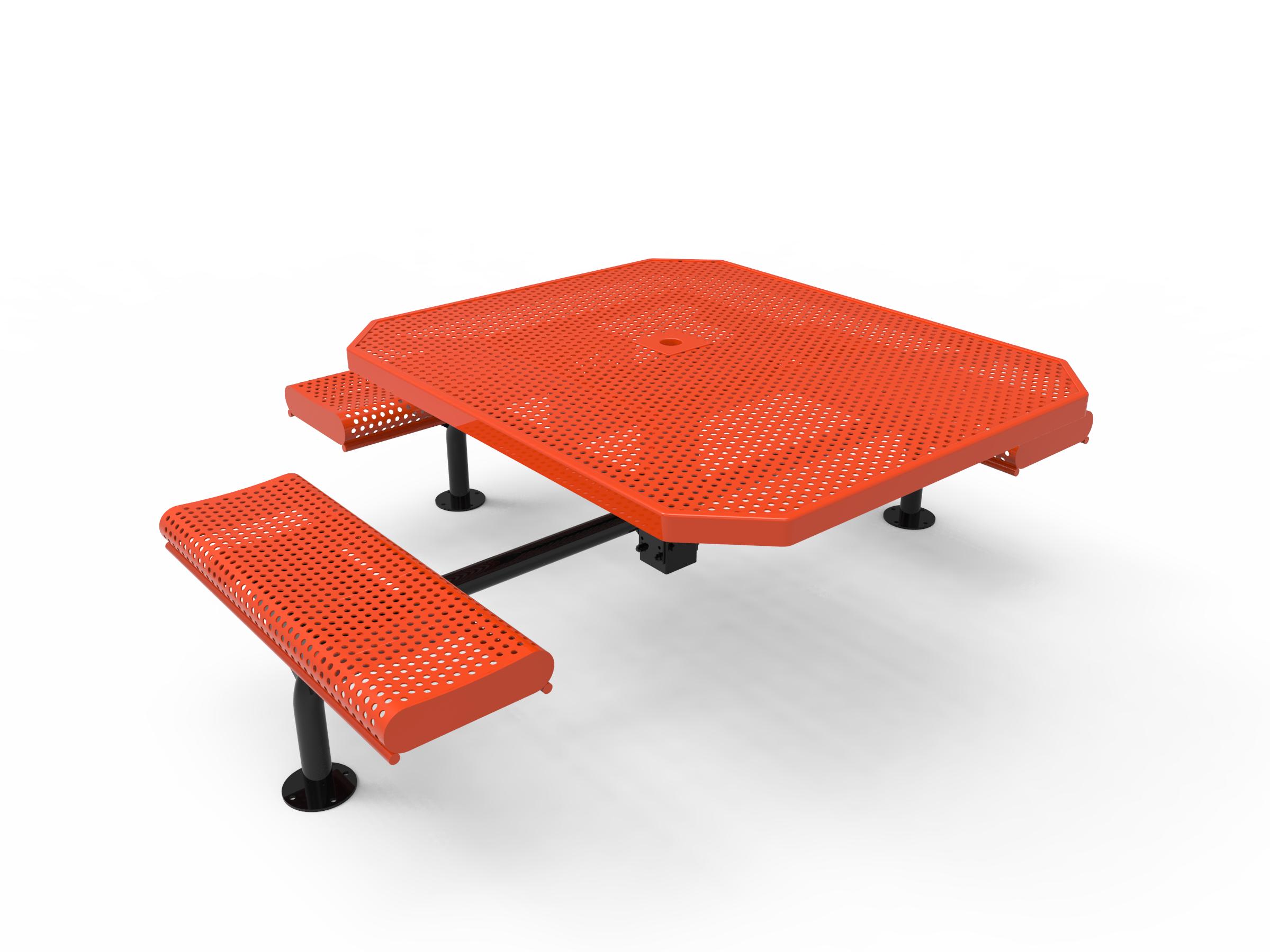 MyTCoat 46” Octagon Nexus Pedestal Table w/ Rolled Seats, Punched Steel, Surface Mount SKU TOR46