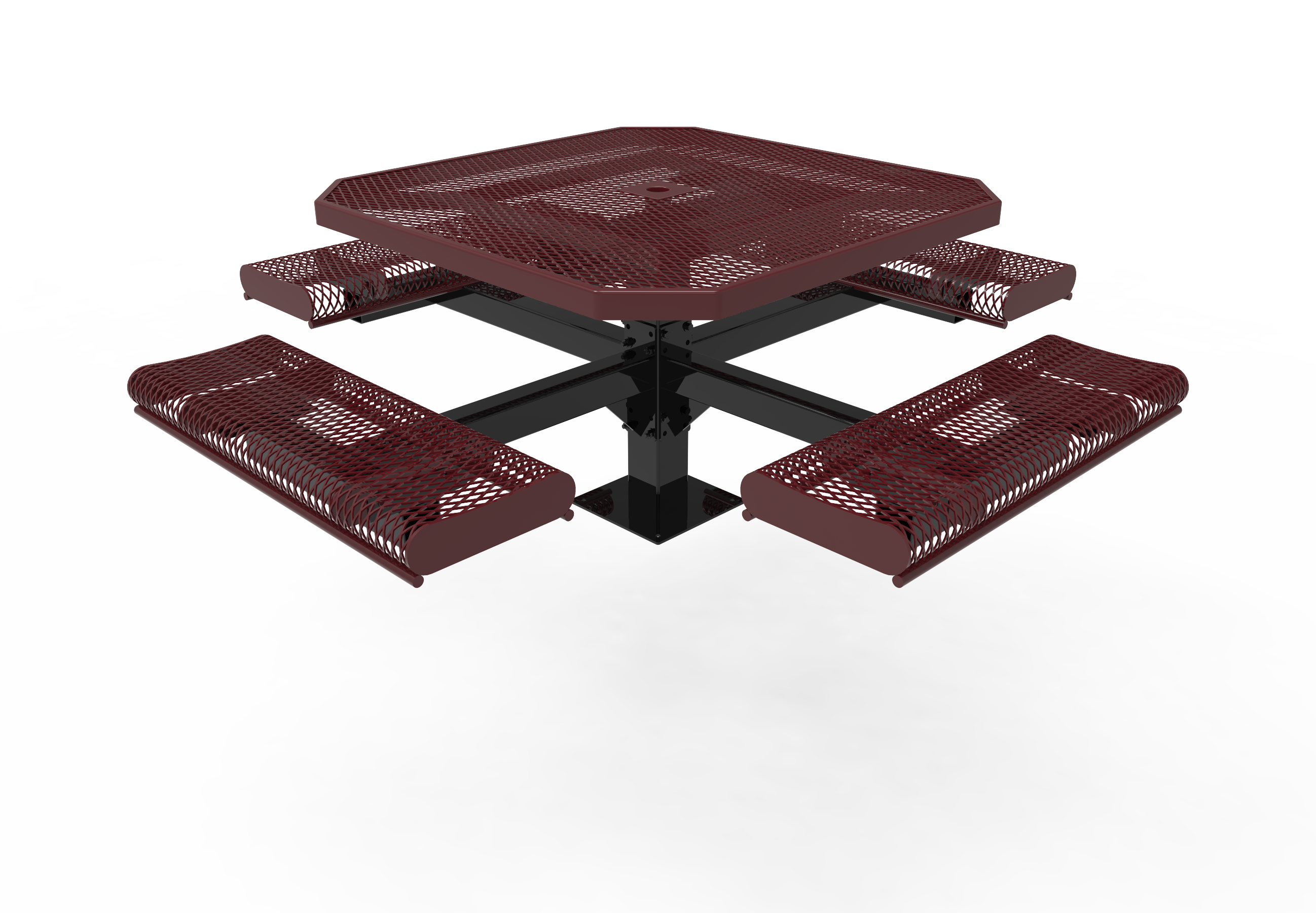 MyTCoat 46" Octagon Pedestal Table w/ Rolled Seats, Expanded Metal, Surface Mount SKU TOR46