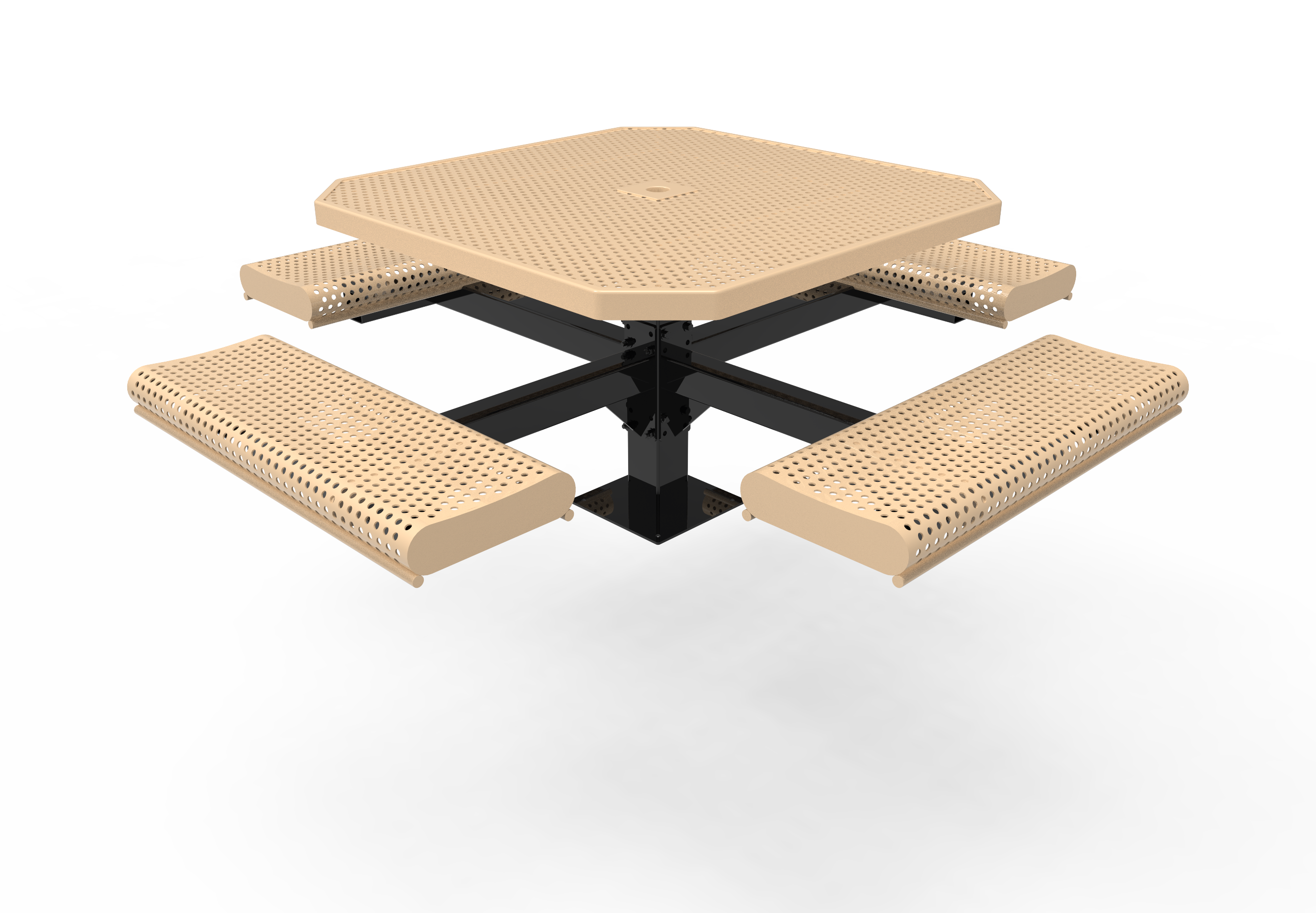 MyTCoat 46" Octagon Pedestal Table w/ Rolled Seats, Punched Steel, Surface Mount SKU TOR46