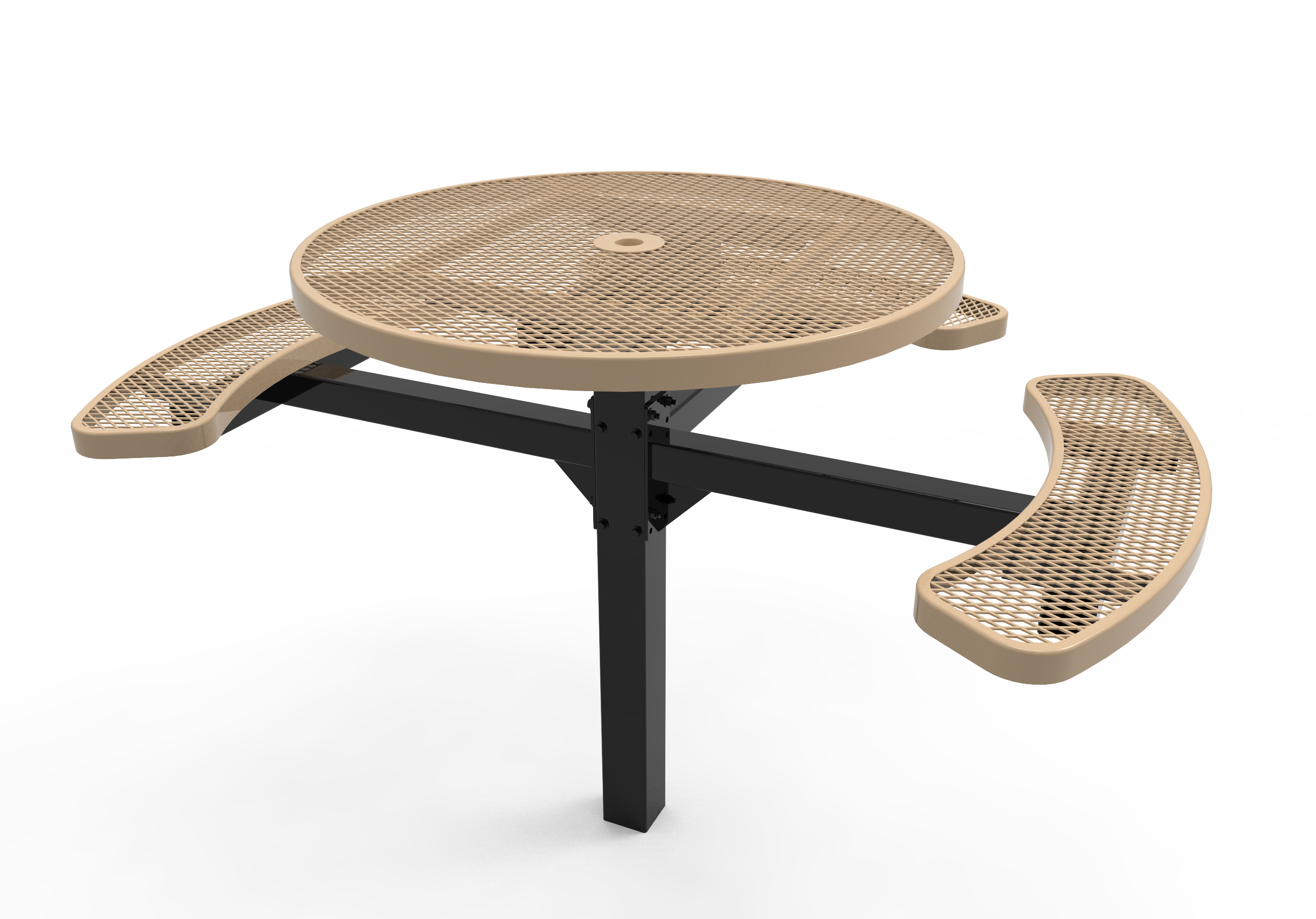 MyTCoat 46" Round Pedestal Table - Expanded Metal - Inground Mount SKU TRD46