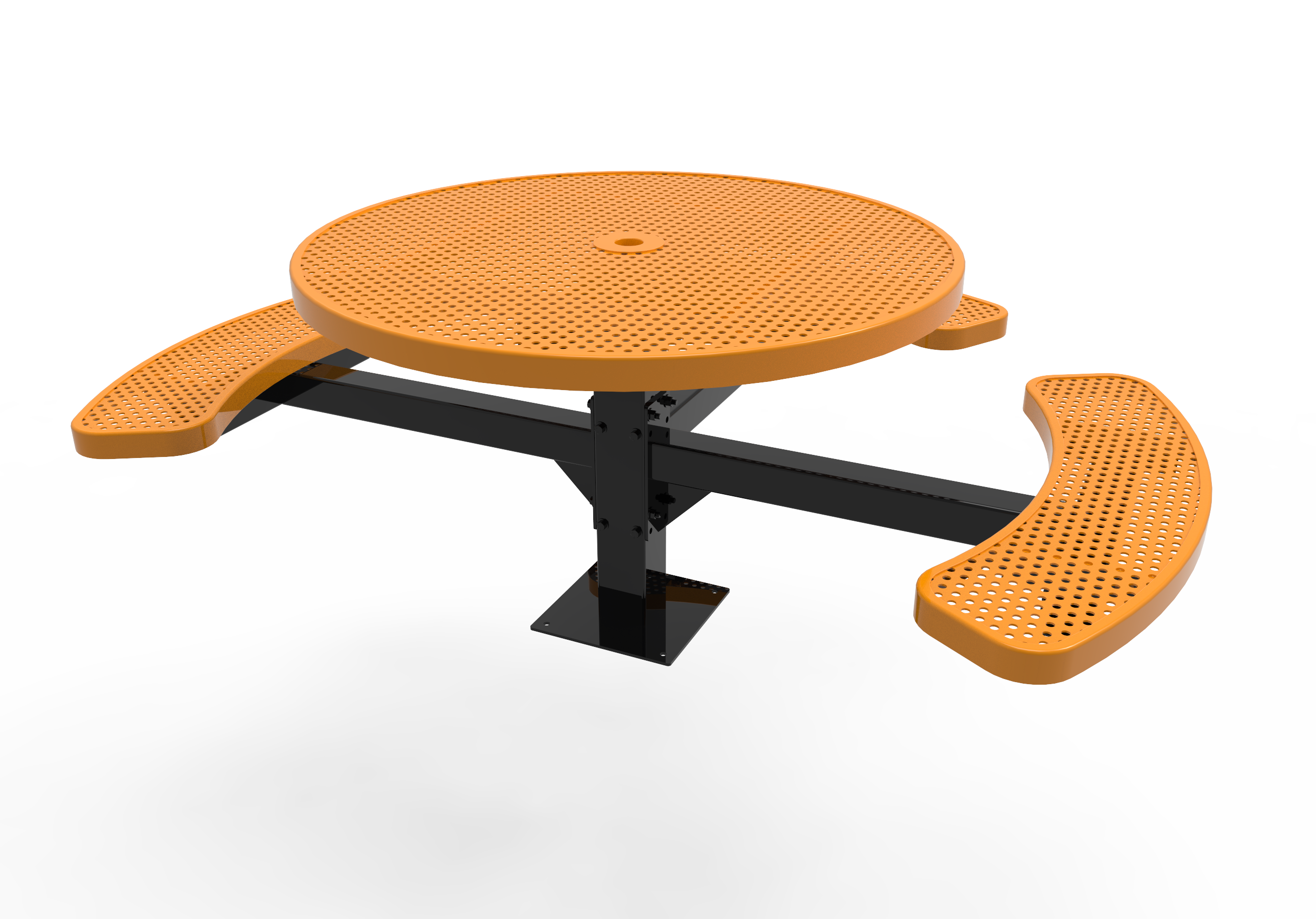MyTCoat 46" Round Pedestal Table, Punched Steel, Surface Mount SKU TRD46