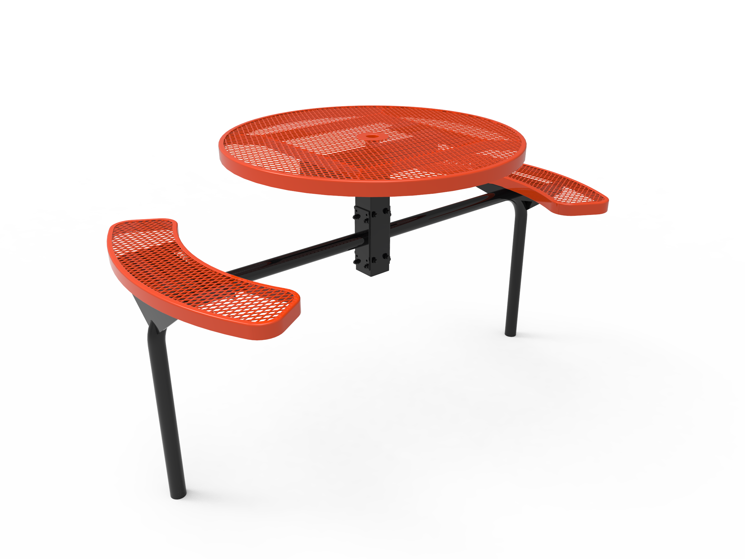 MyTCoat 46” Round Nexus Pedestal Table, Expanded Metal, Inground Mount SKU TRD46