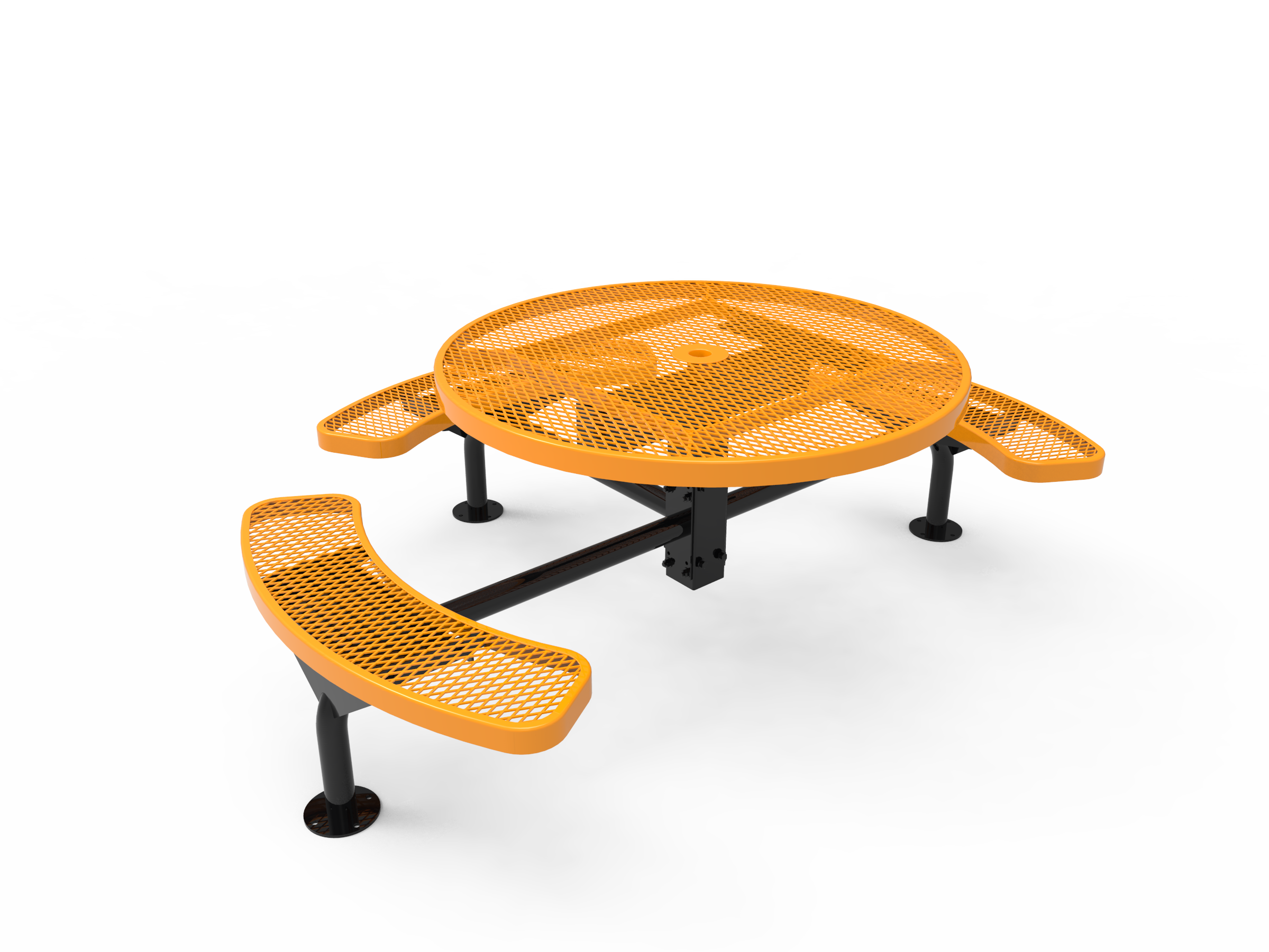 MyTCoat 46” Round Nexus Pedestal Table, Expanded Metal, Surface Mount SKU TRD46