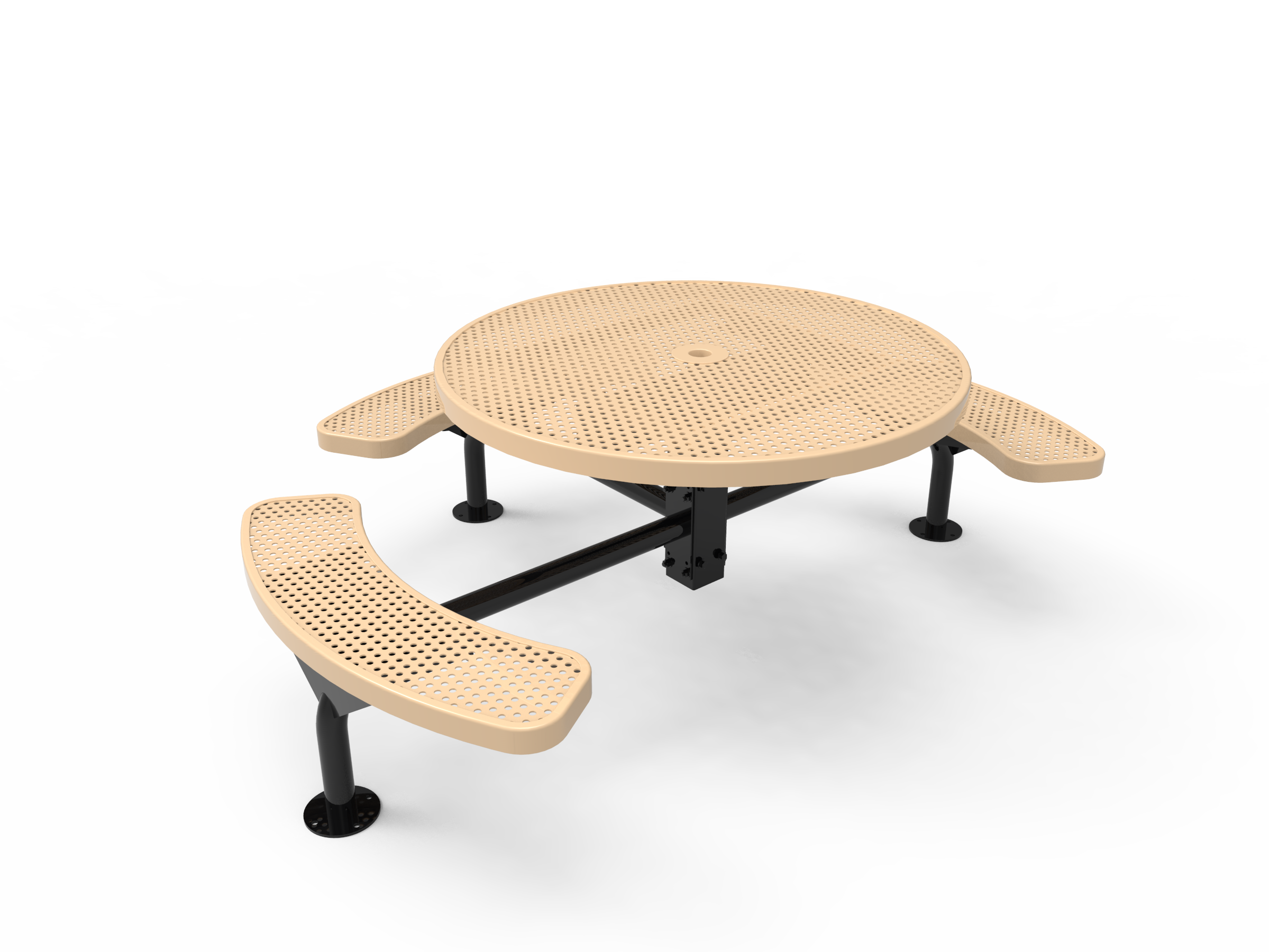 MyTCoat 46” Round Nexus Pedestal Table, Punched Steel, Surface Mount SKU TRD46