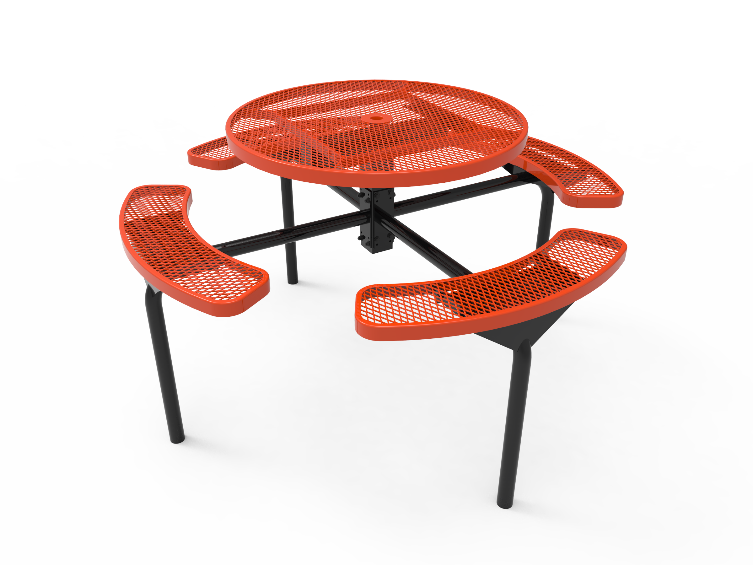 MyTCoat 46” Round Nexus Pedestal Table, Expanded Metal, Inground Mount SKU TRD46