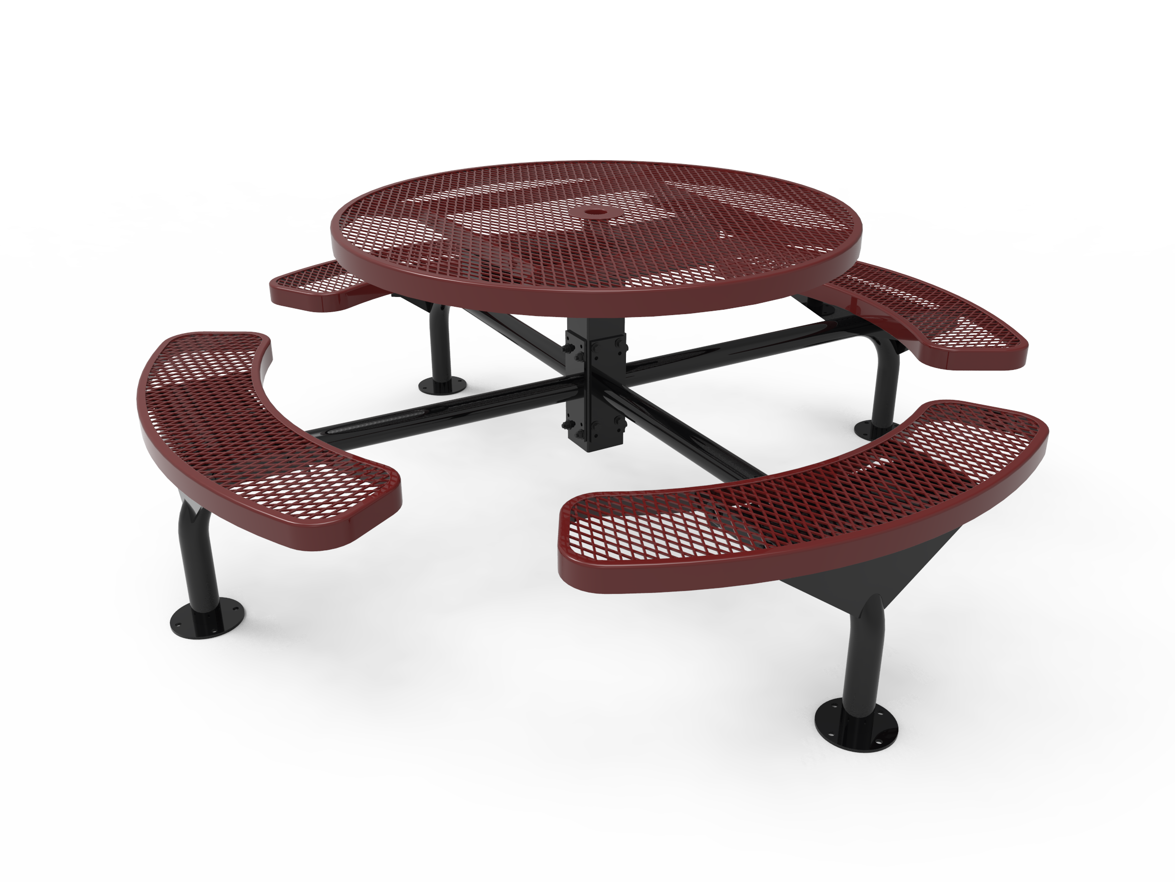MyTCoat 46” Round Nexus Pedestal Table, Expanded Metal, Surface Mount SKU TRD46