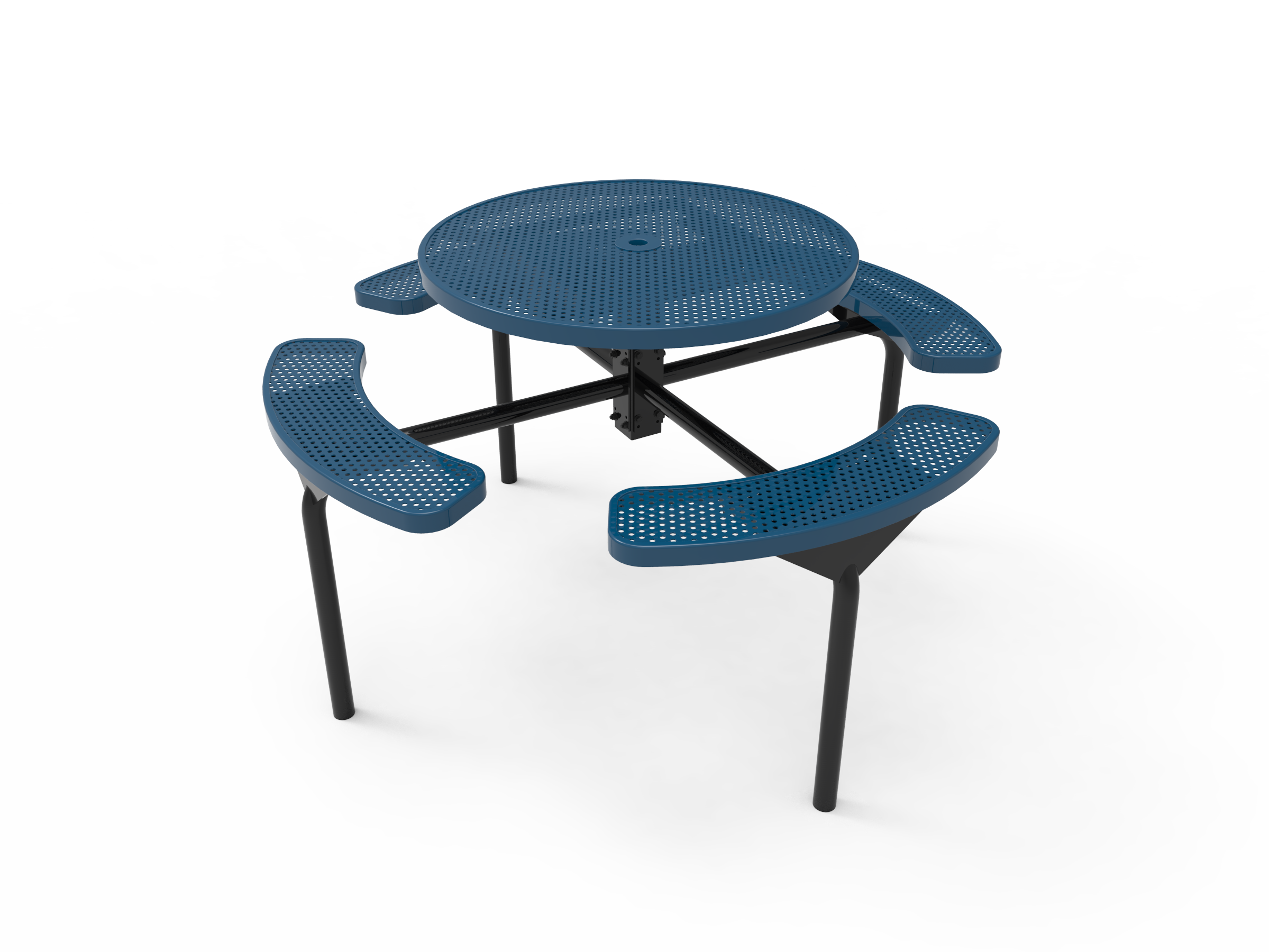 MyTCoat 46” Round Nexus Pedestal Table, Punched Steel, Inground Mount SKU TRD46