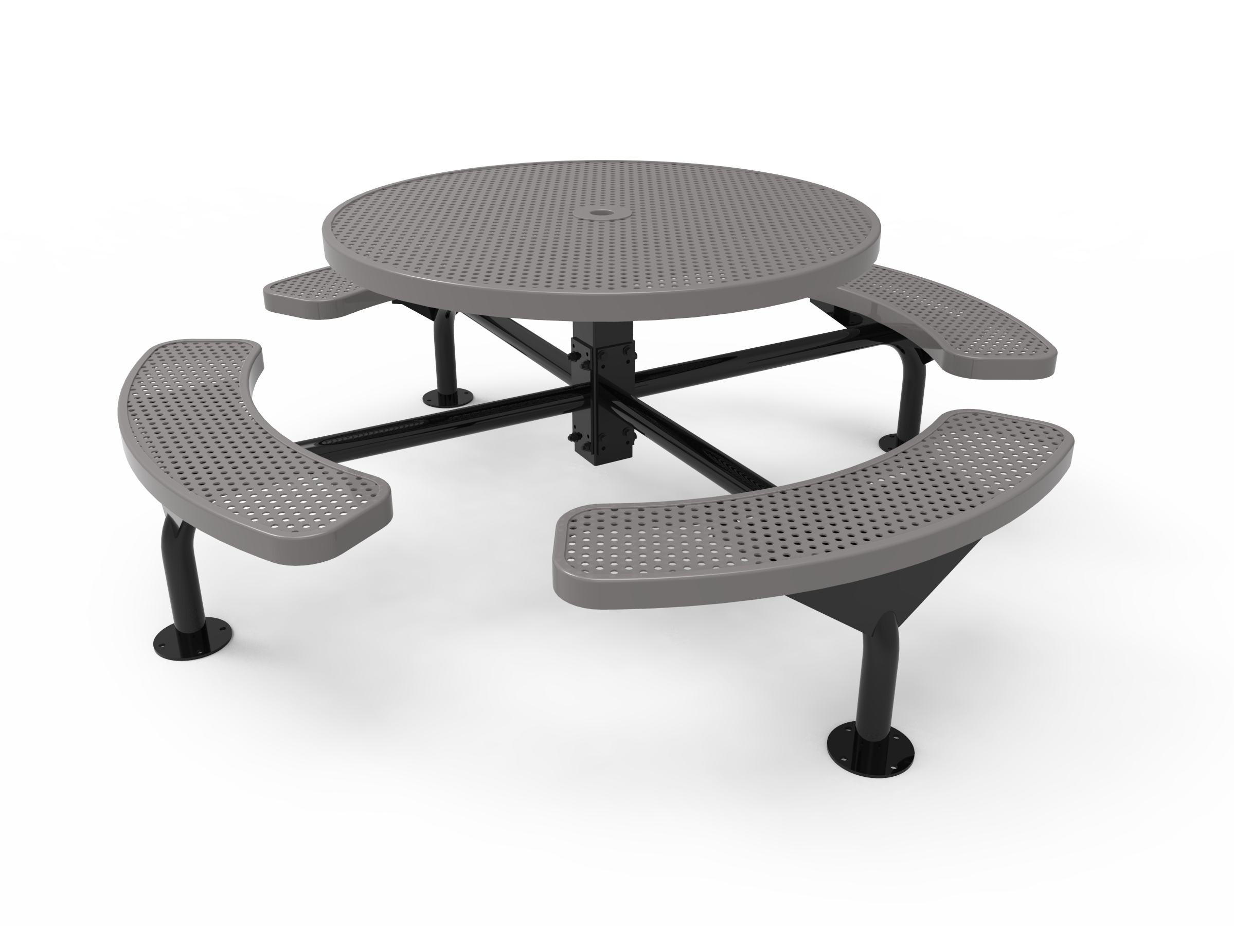 MyTCoat 46” Round Nexus Pedestal Table, Punched Steel, Surface Mount SKU TRD46