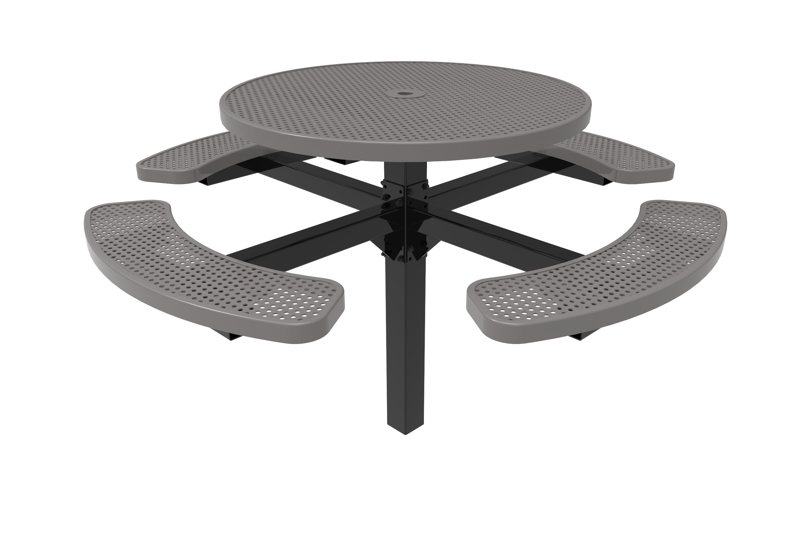 MyTCoat 46" Round Pedestal Table, Punched Steel, Inground Mount SKU TRD46