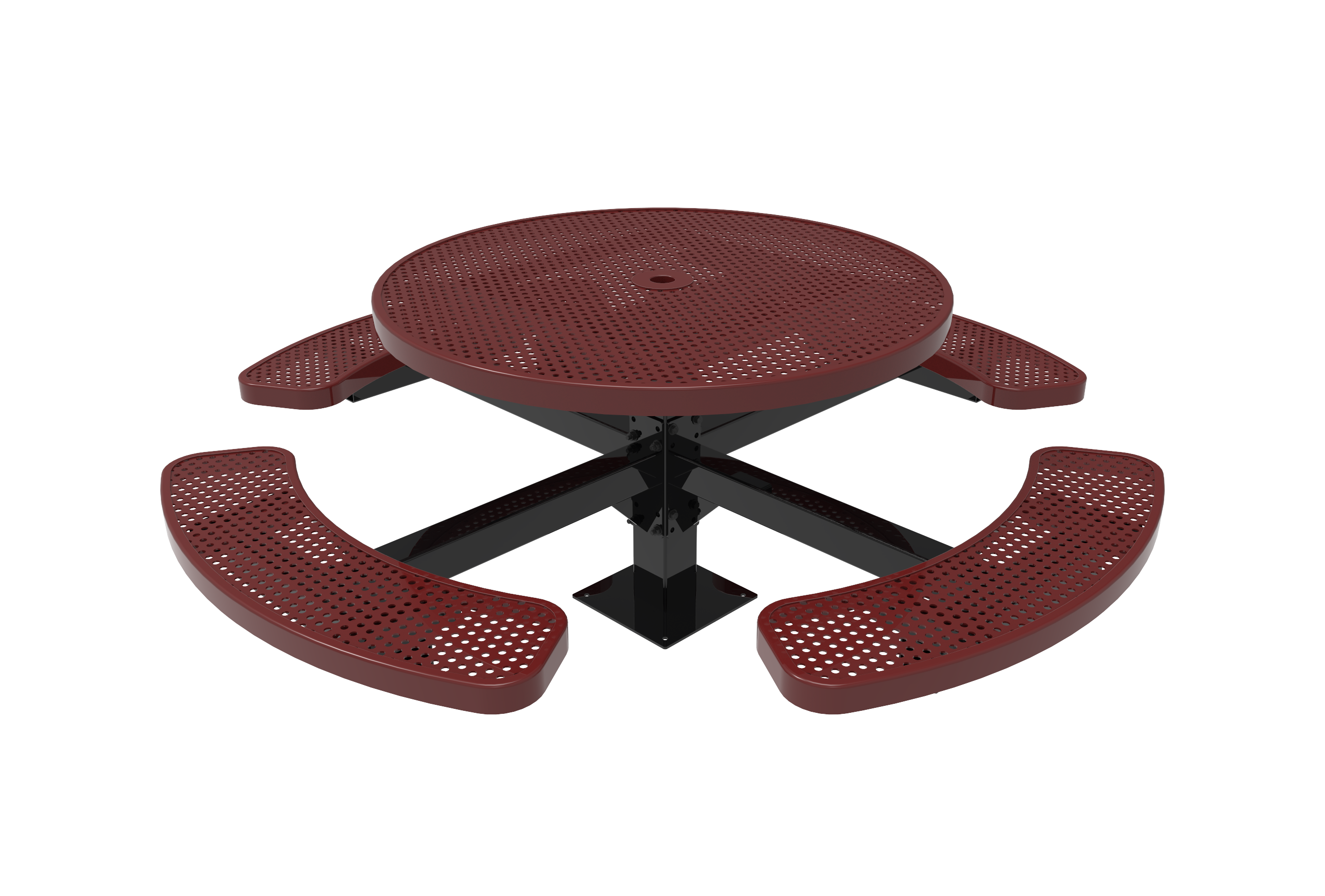 MyTCoat 46" Round Pedestal Table, Punched Steel, Surface Mount SKU TRD46