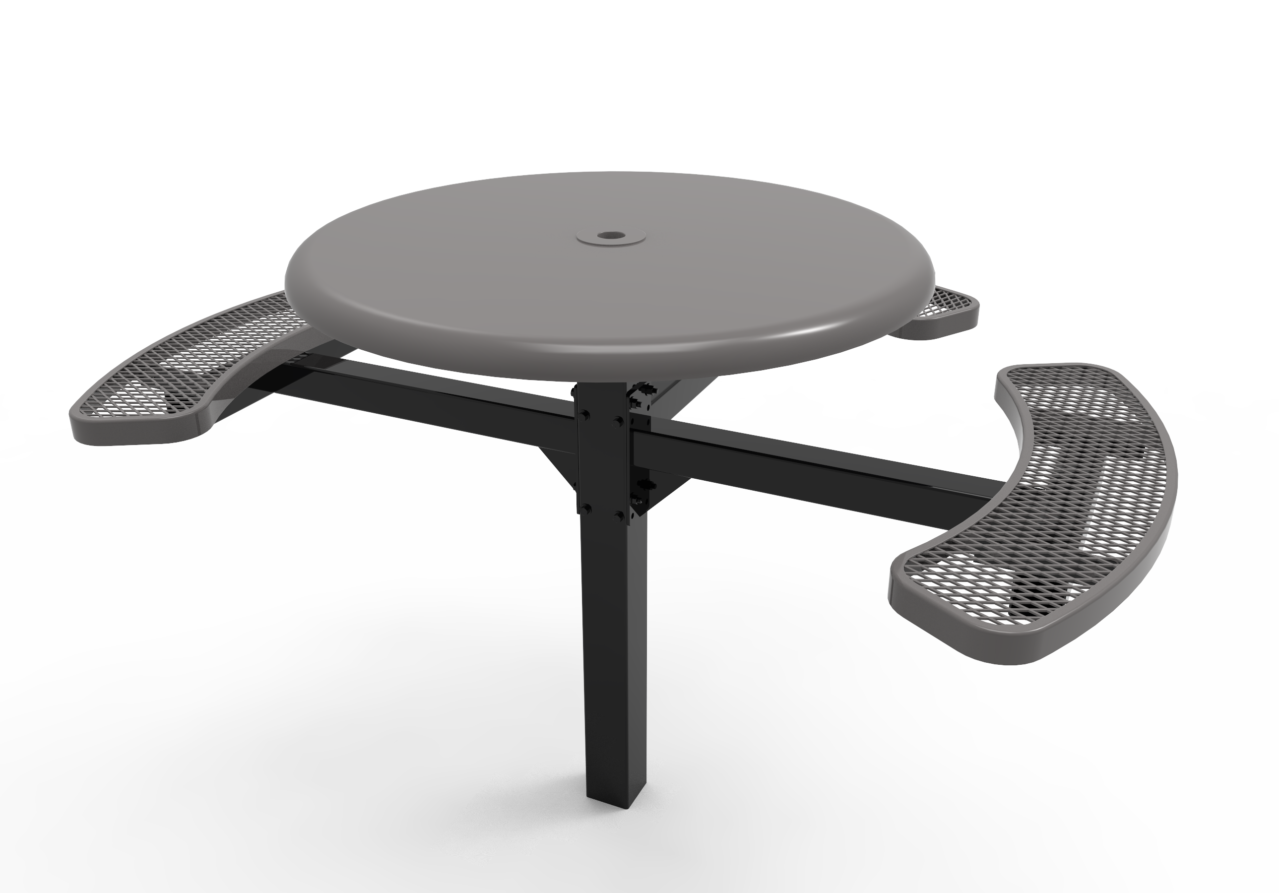 MyTCoat 46” Round Pedestal Table, Expanded Metal, Inground Mount SKU TRS46