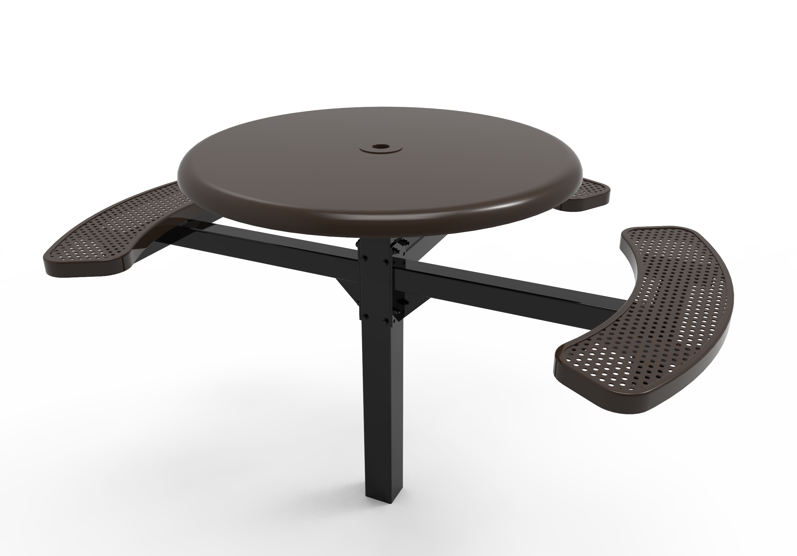 MyTCoat 46” Round Pedestal Table, Solid Top, Punched Steel SKU TRS46
