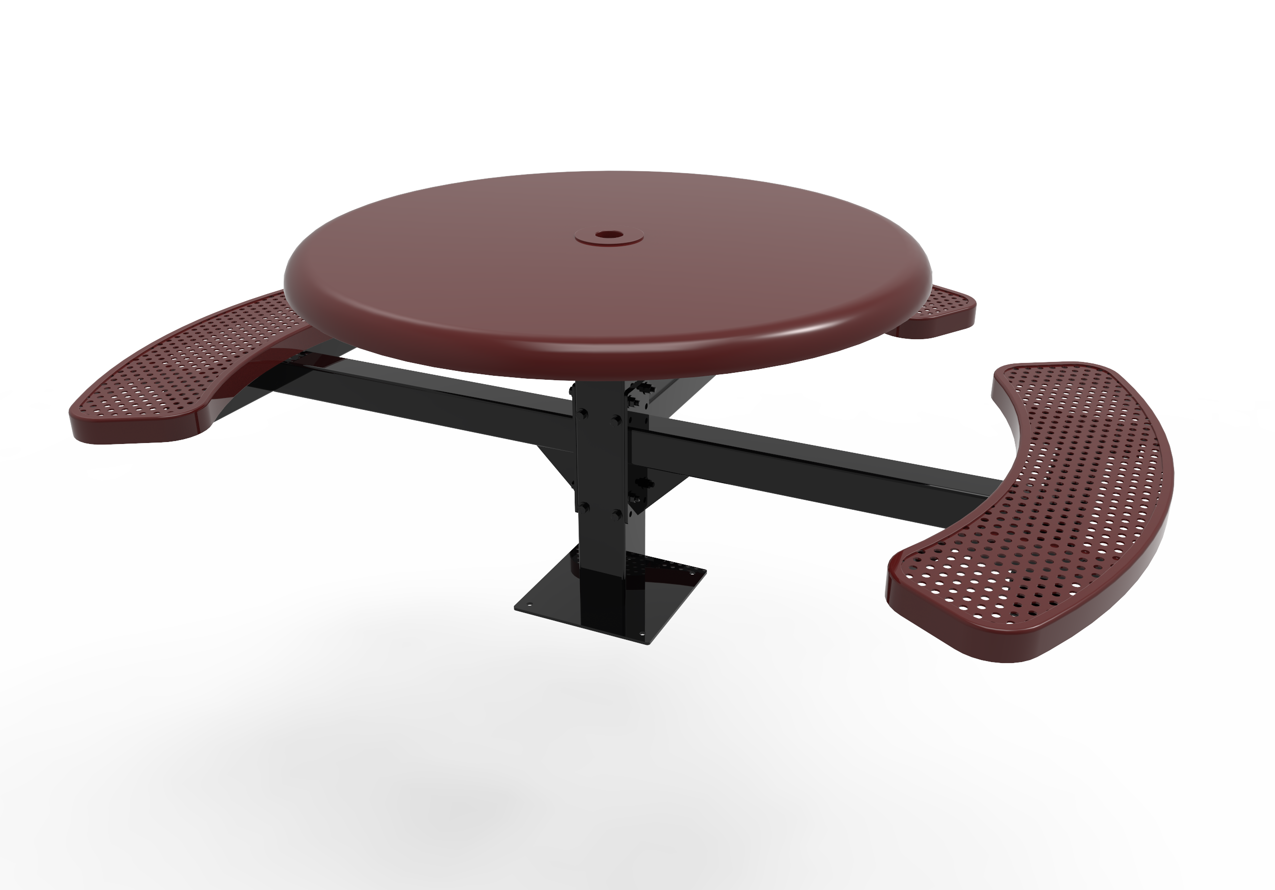 MyTCoat 46” Round Pedestal Table, Solid Top, Punched Steel SKU TRS46