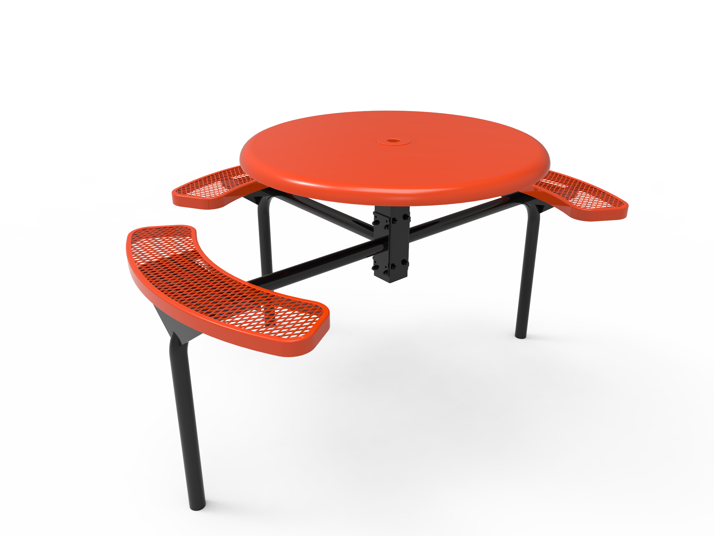 MyTCoat 46” Round Nexus Pedestal Table, Expanded Metal, Inground Mount SKU TRS46