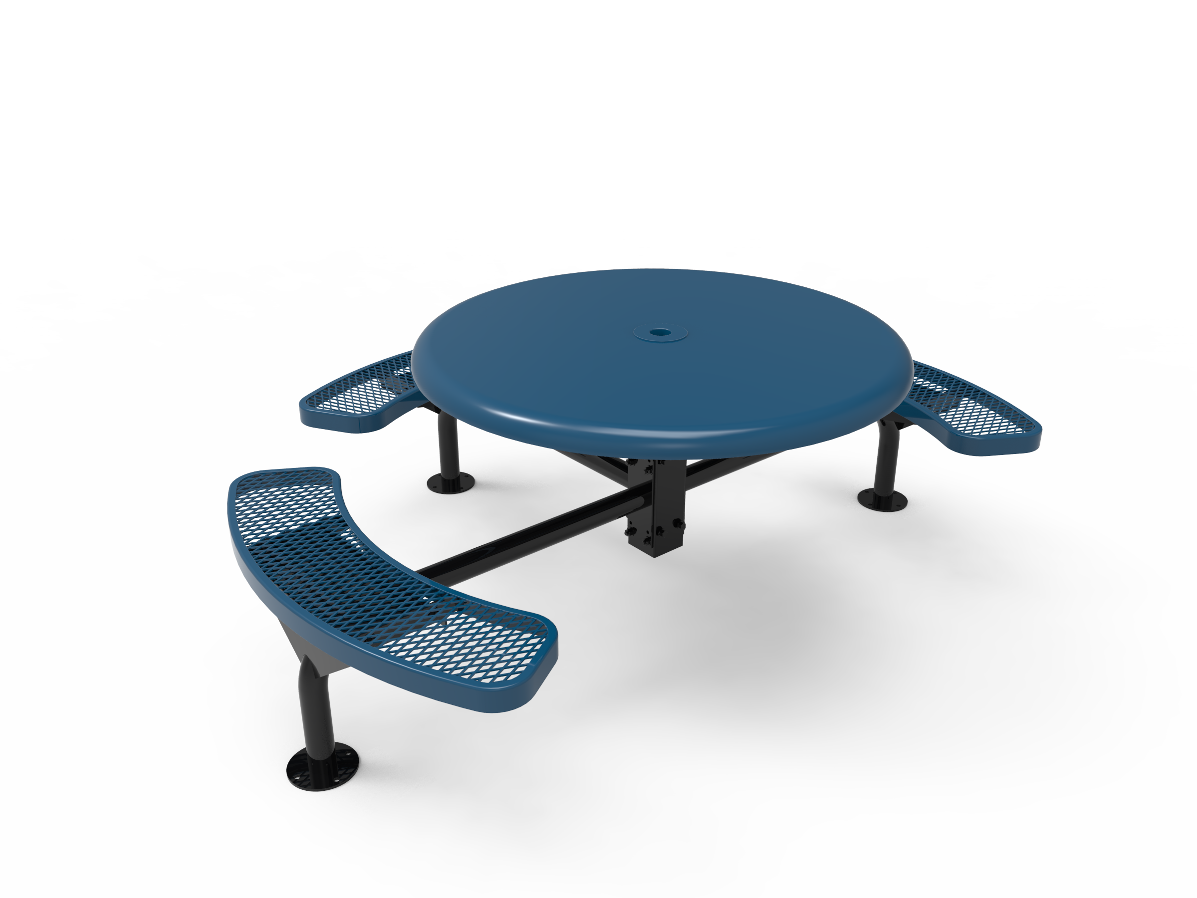 MyTCoat 46” Round Nexus Pedestal Table, Expanded Metal, Surface Mount SKU TRS46