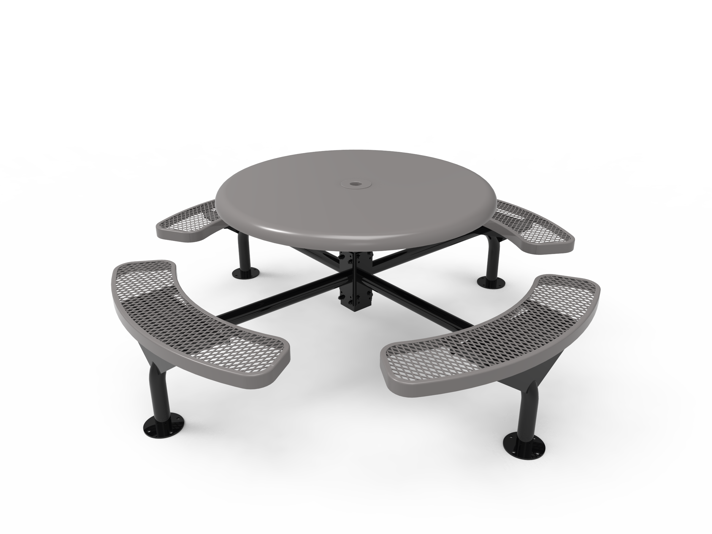 MyTCoat 46” Round Nexus Pedestal Table, Expanded Metal, Surface Mount SKU TRS46