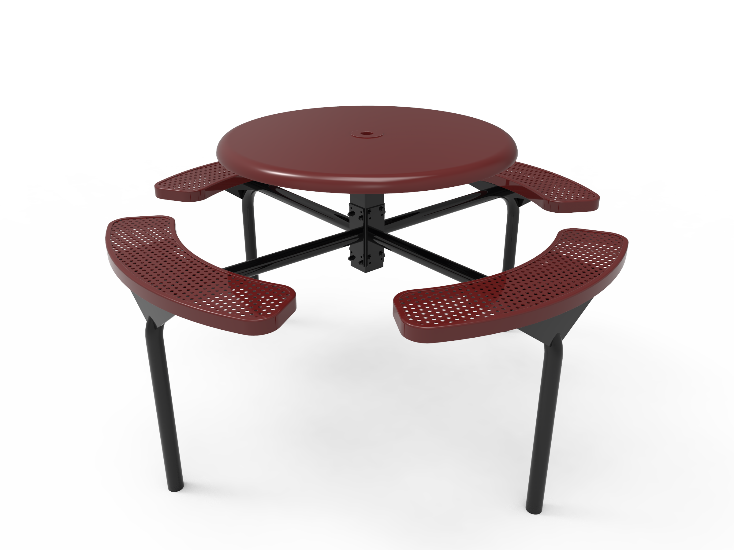 MyTCoat 46” Round Nexus Pedestal Table, Solid Top, Punched Steel SKU TRS46