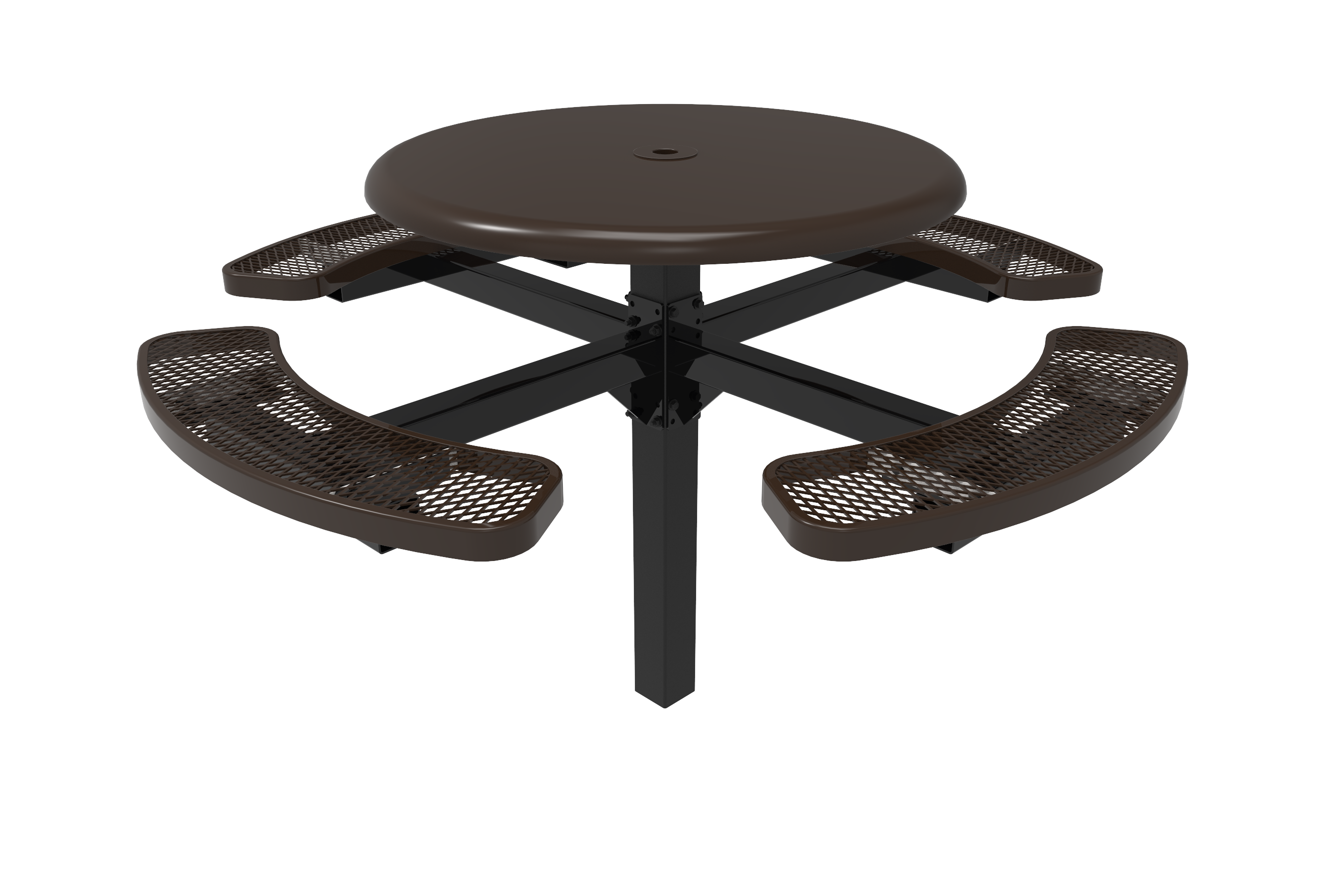 MyTCoat 46” Round Pedestal Table, Expanded Metal, Inground Mount SKU TRS46