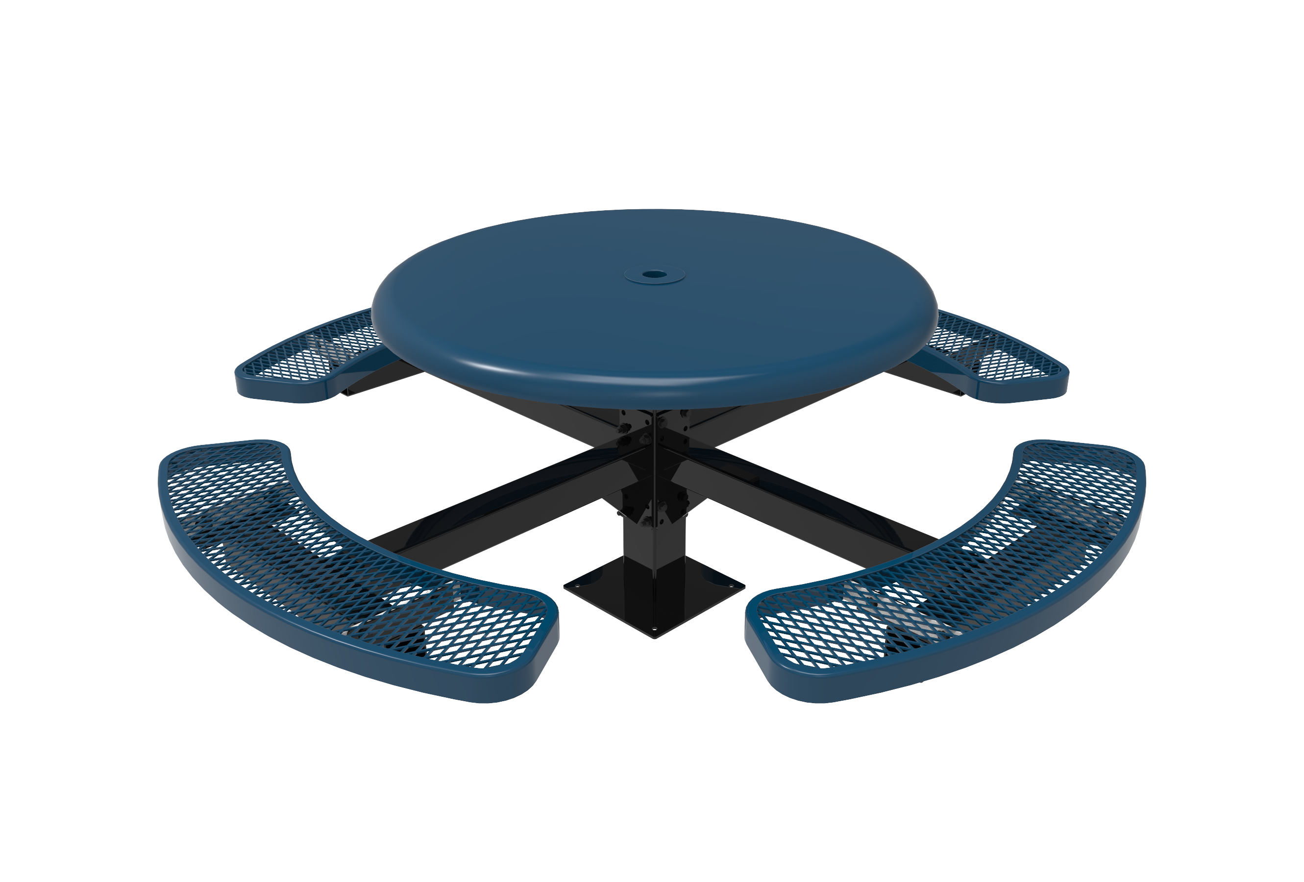 MyTCoat 46” Round Pedestal Table, Solid Top, Expanded Metal, Surface Mount SKU TRS46