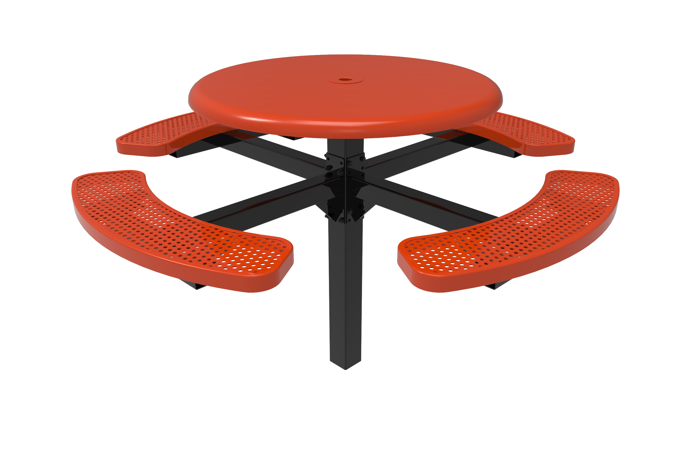 MyTCoat 46” Round Pedestal Table, Solid Top, Punched Steel SKU TRS46