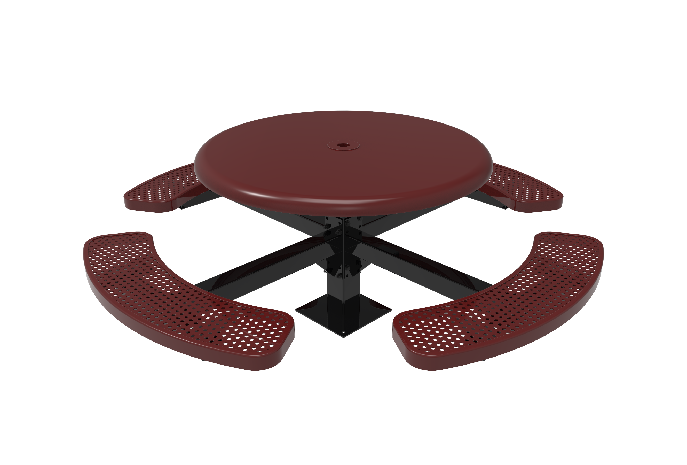 MyTCoat 46” Round Pedestal Table, Solid Top, Punched Steel SKU TRS46