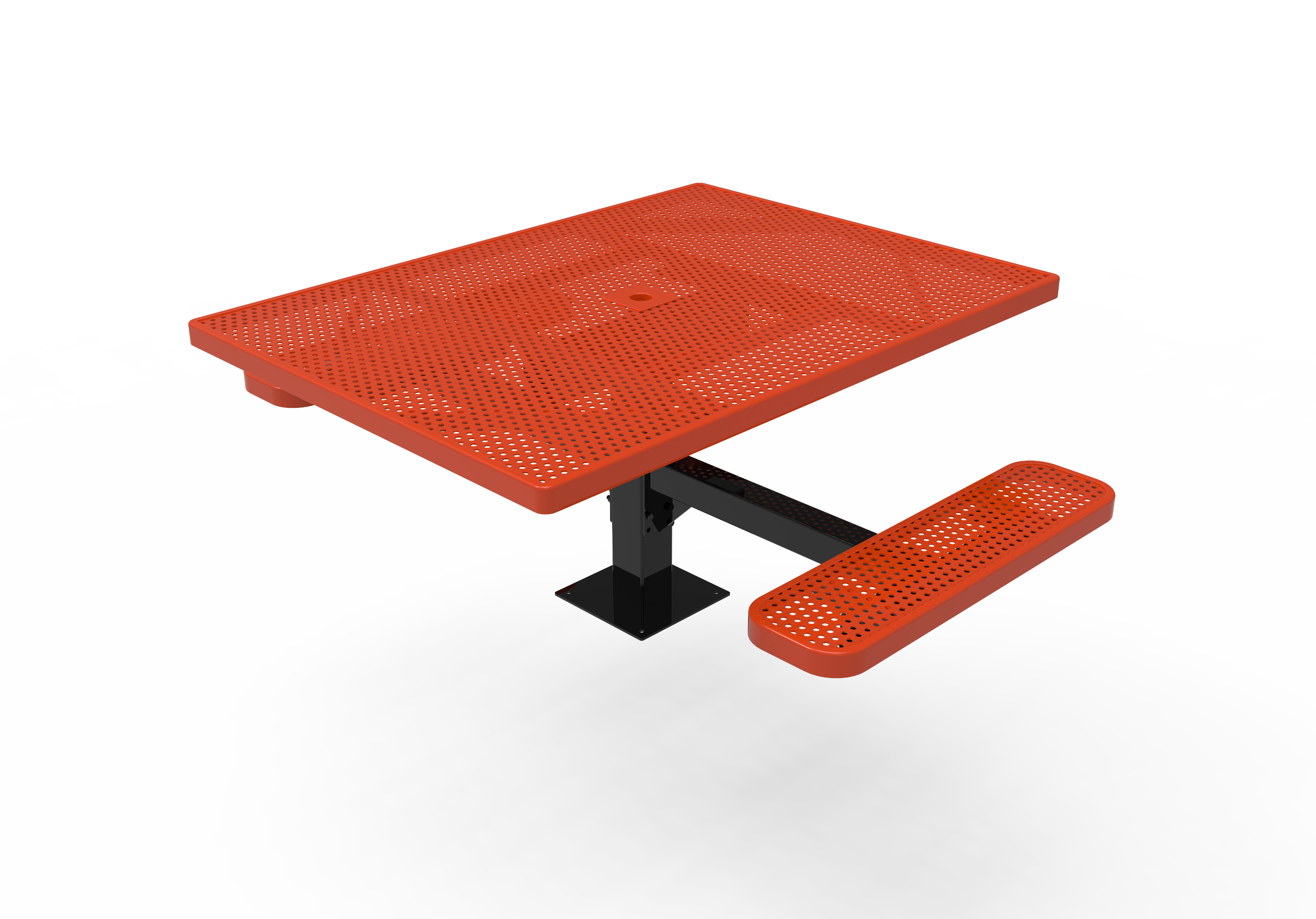 MyTCoat 46" Square Pedestal Table, Punched Steel, Surface Mount SKU TSQ46