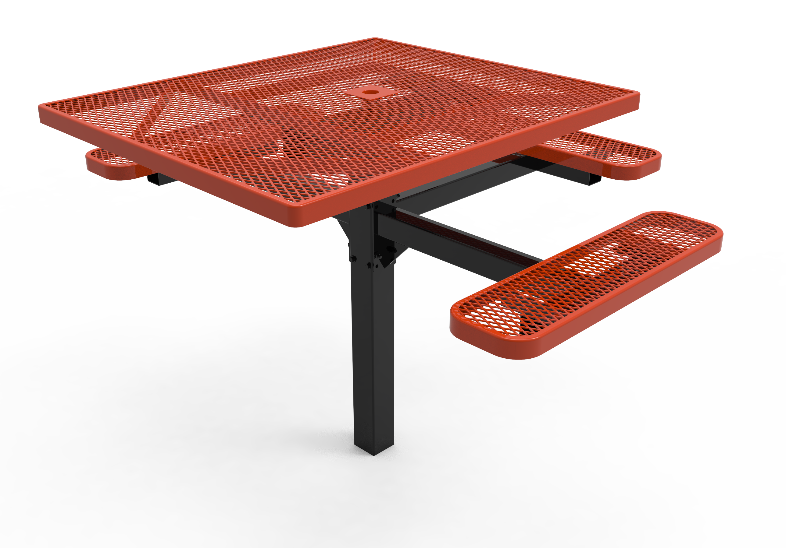 MyTCoat 46" Square Pedestal Table - Expanded Metal - Inground Mount SKU TSQ46